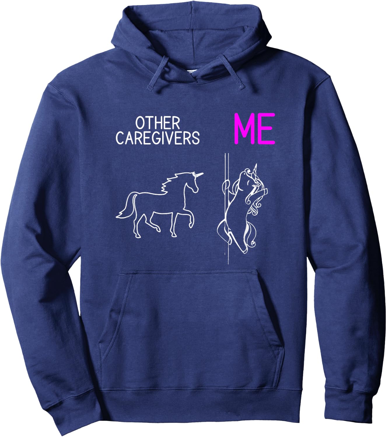 Funny Caregiver Unicorn Dancing Family Caregiver Thank You Hoodie - Hoodie | Navy