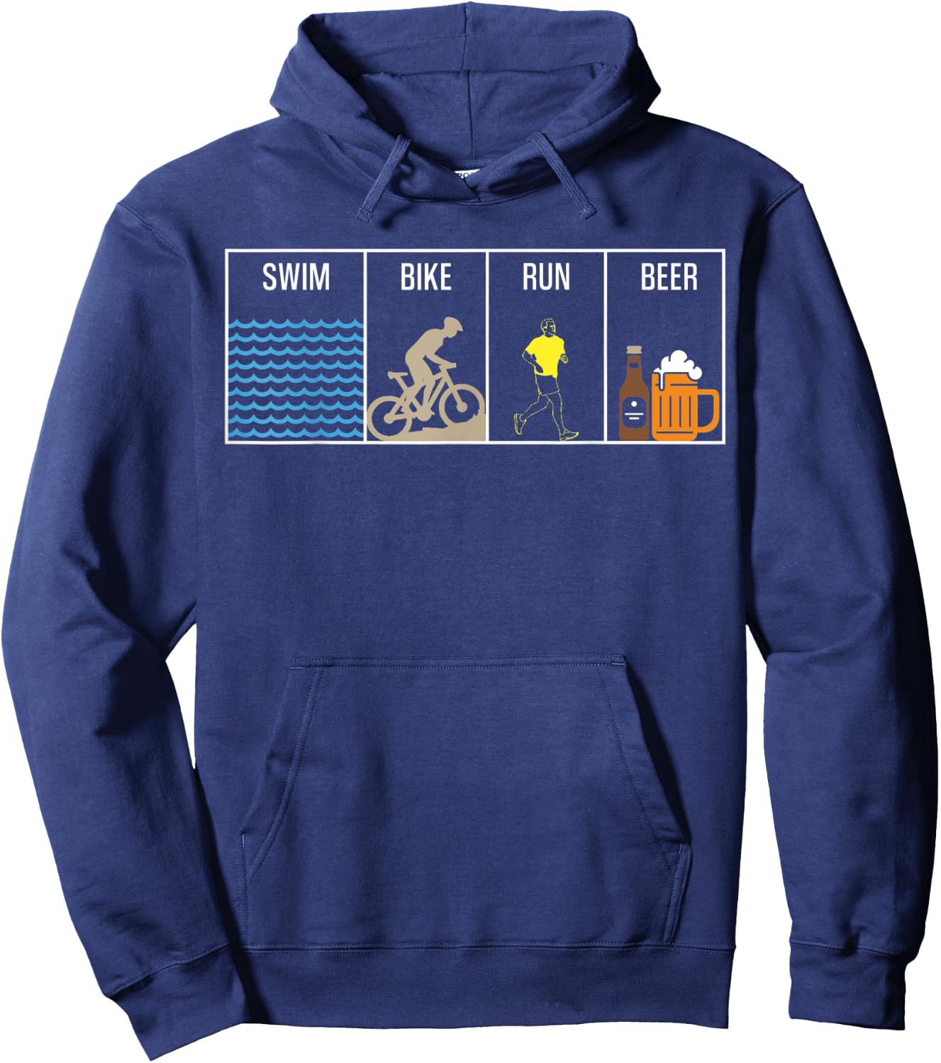 Swim Bike Run Beer Hoodie - Hoodie | Navy