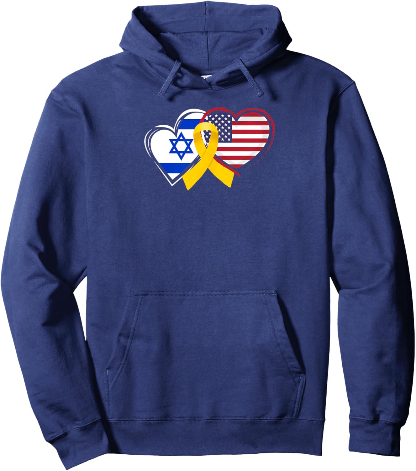 Yellow Ribbon for Israel and America Hoodie - Hoodie | Navy