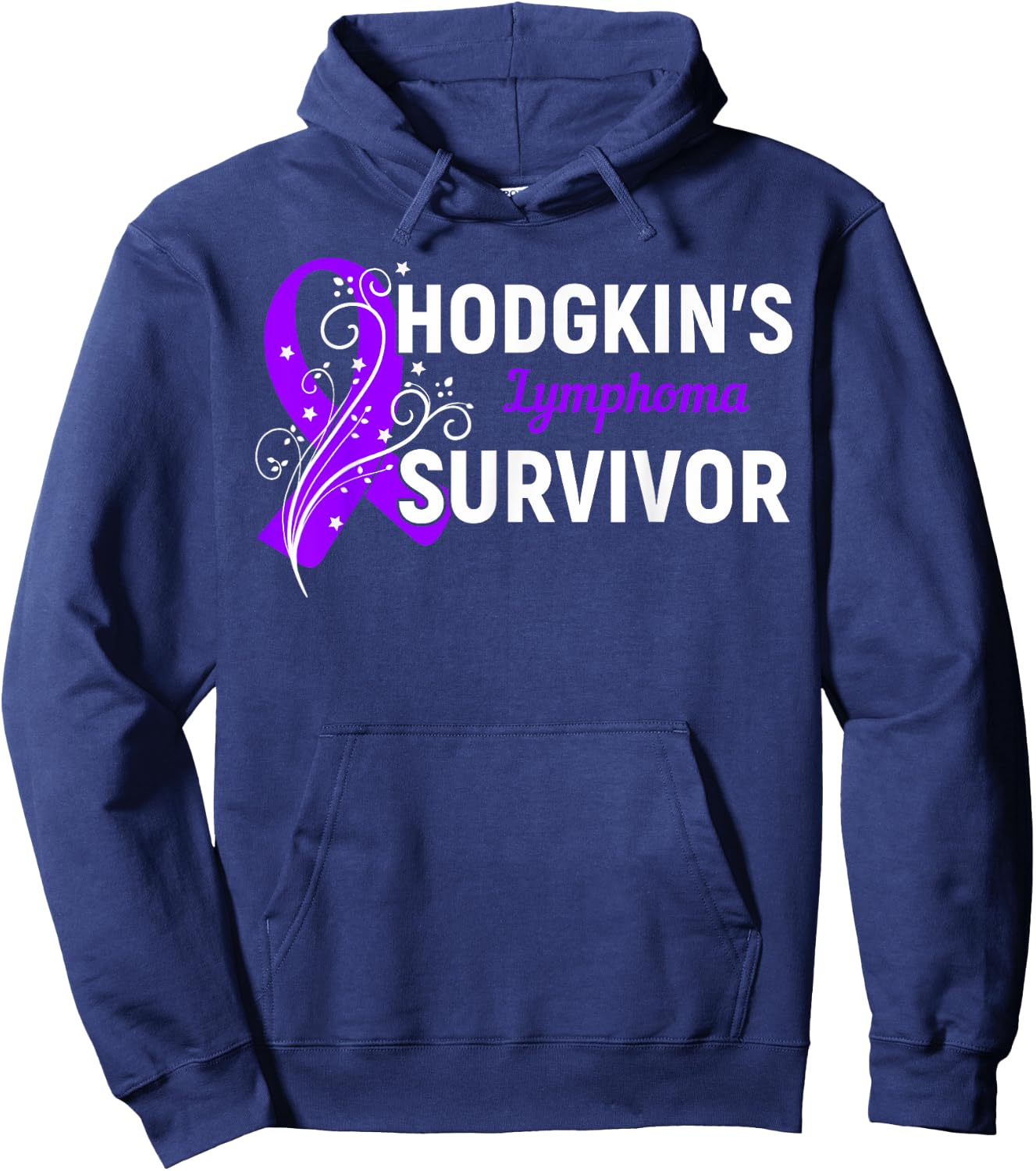 Hodgkin's Lymphoma Survivor Awareness Purple Ribbon Gift Hoodie - Hoodie | Navy