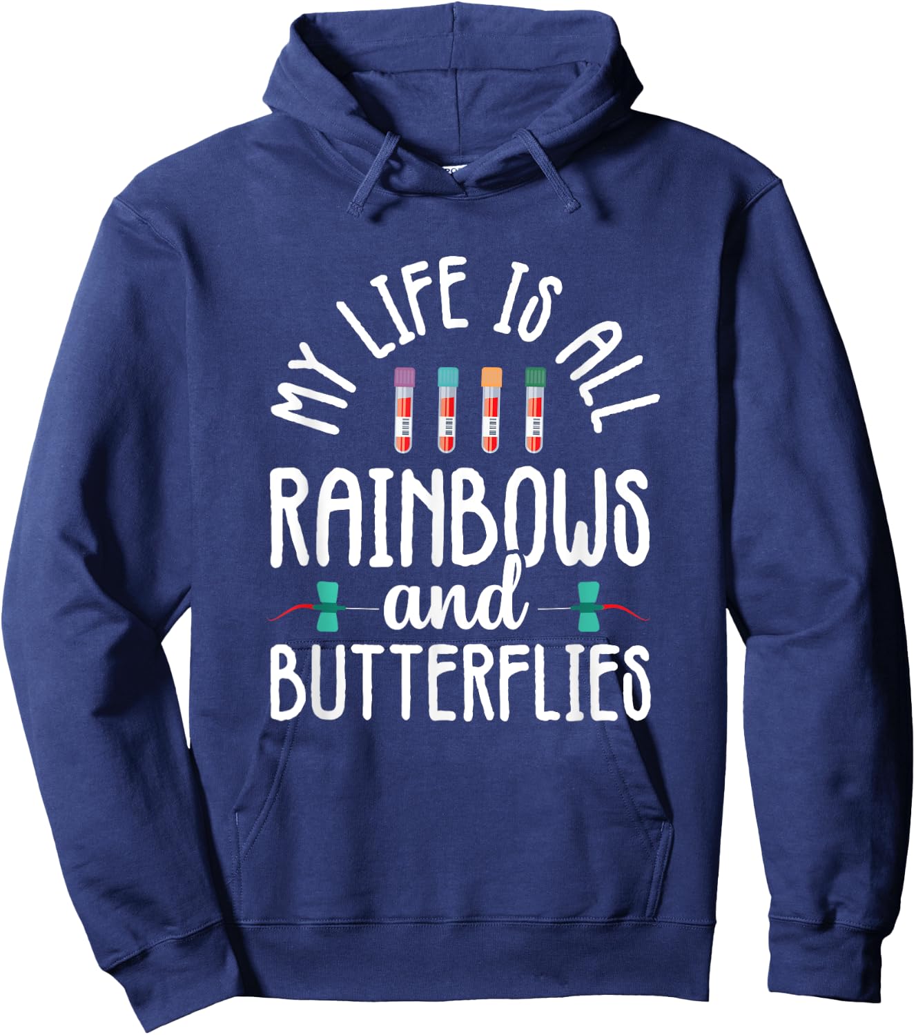 Rainbow Butterflies Phlebotomist Phlebotomy technician Nurse Hoodie - Hoodie | Navy