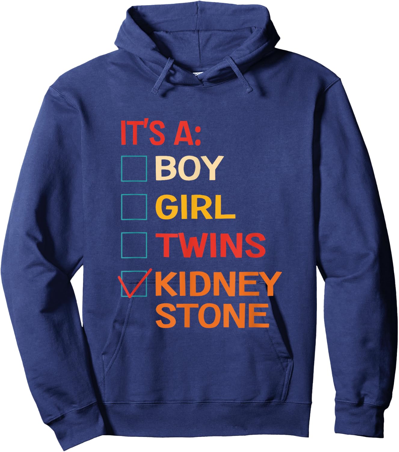 It's A Boy Girl Twins Kidney Stone Retro Vintage Hoodie - Hoodie | Navy
