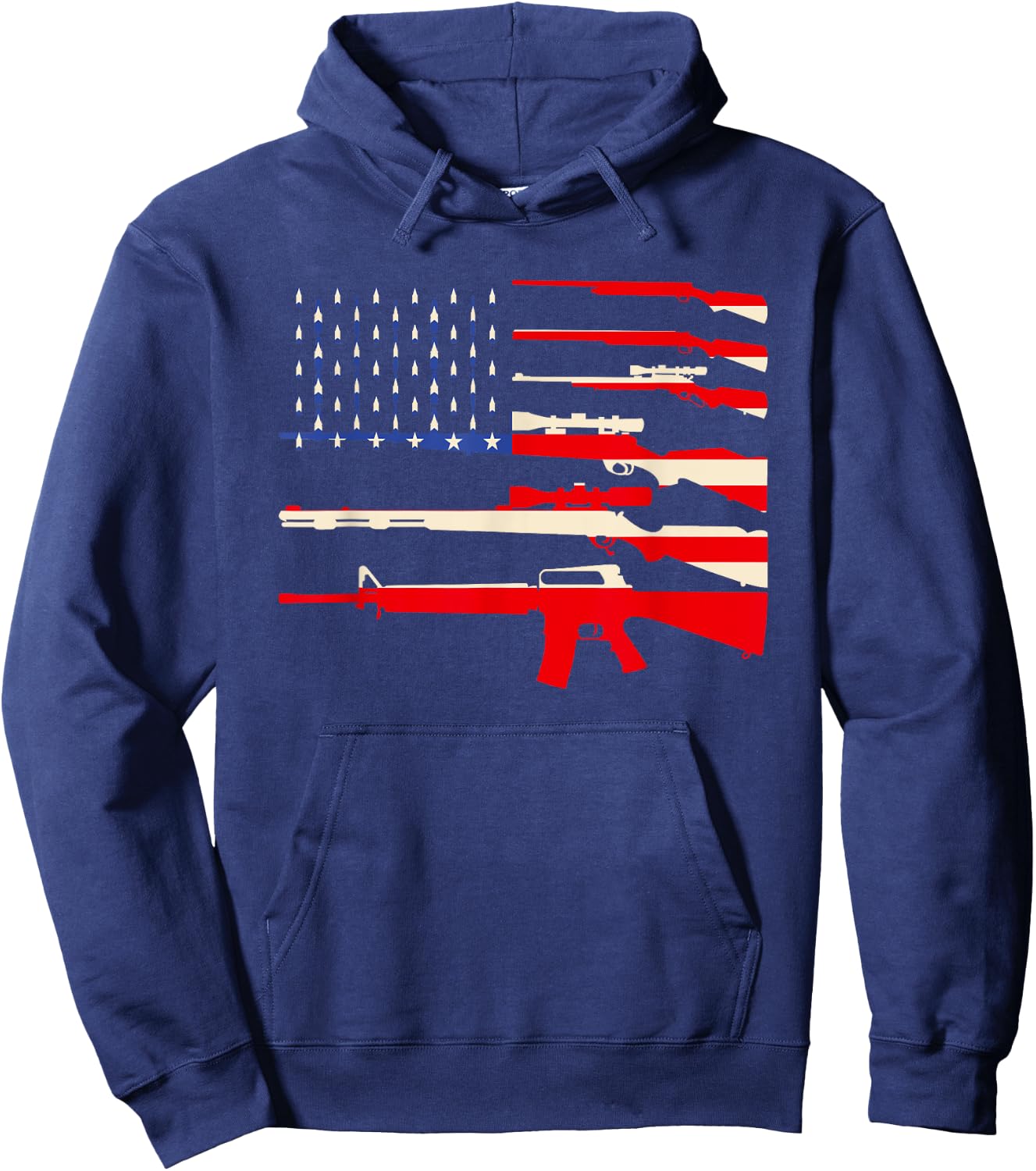USA Flag Guns Weapon Rifles 2A Amendment 4th July Patriotic Hoodie - Hoodie | Navy