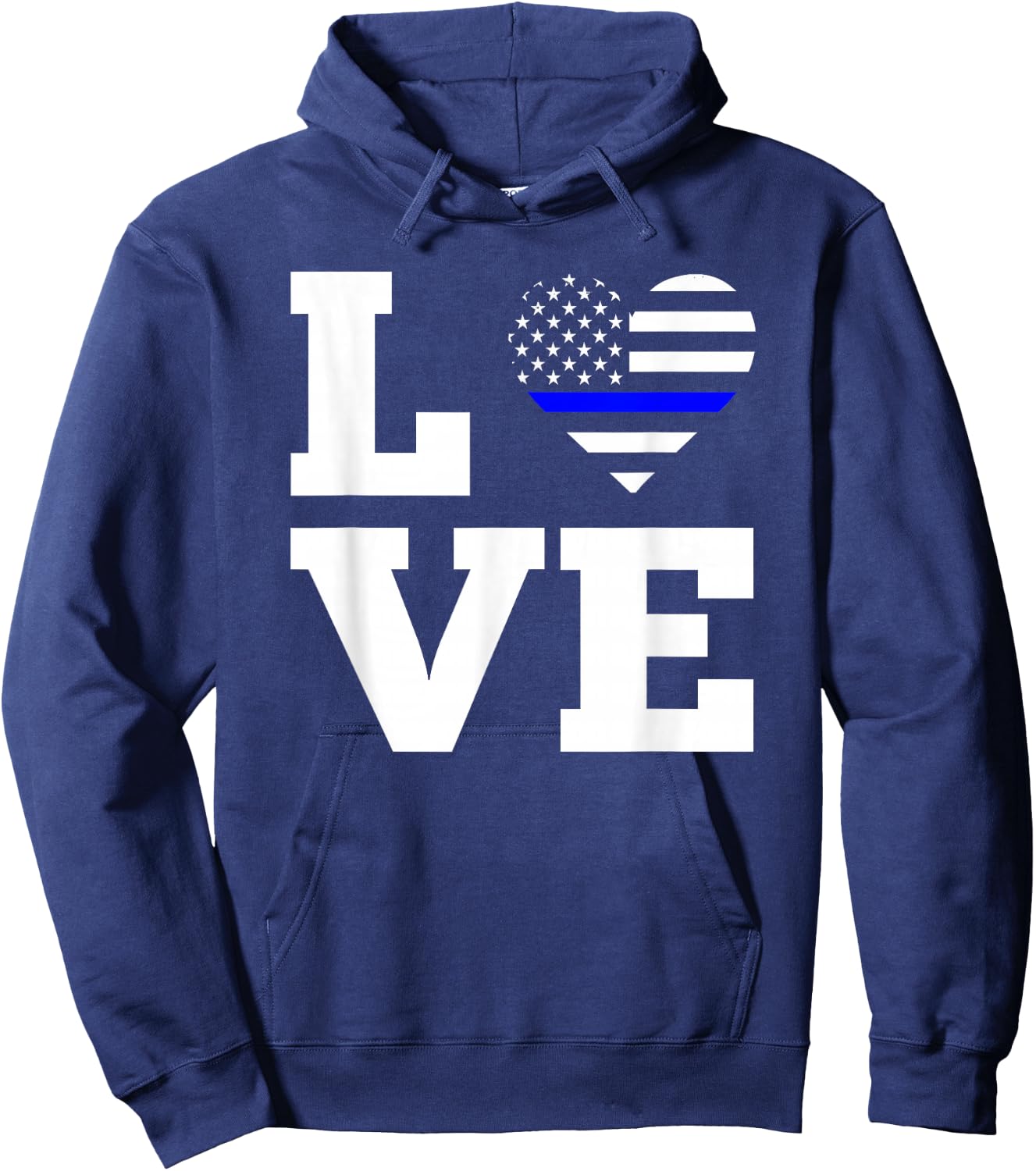 Love Thin Blue Line Police Hoodie - Hoodie | Navy