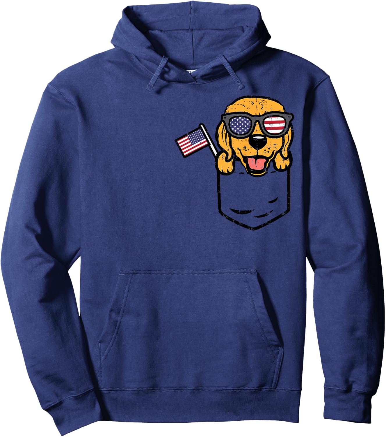 Golden Retriever Pocket American USA 4th Of July Fourth Dog Hoodie - Hoodie | Navy