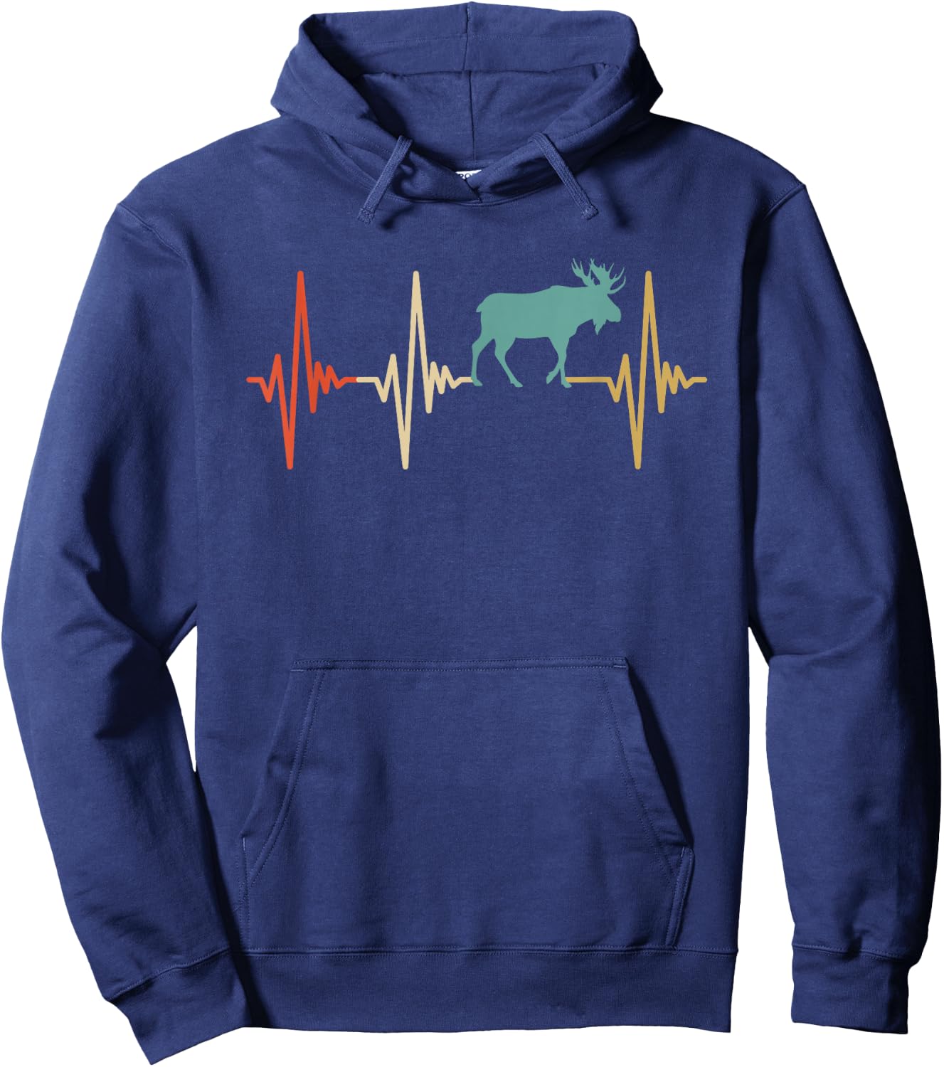 Moose Heartbeat Retro Vintage Design Women Hoodie - Hoodie | Navy
