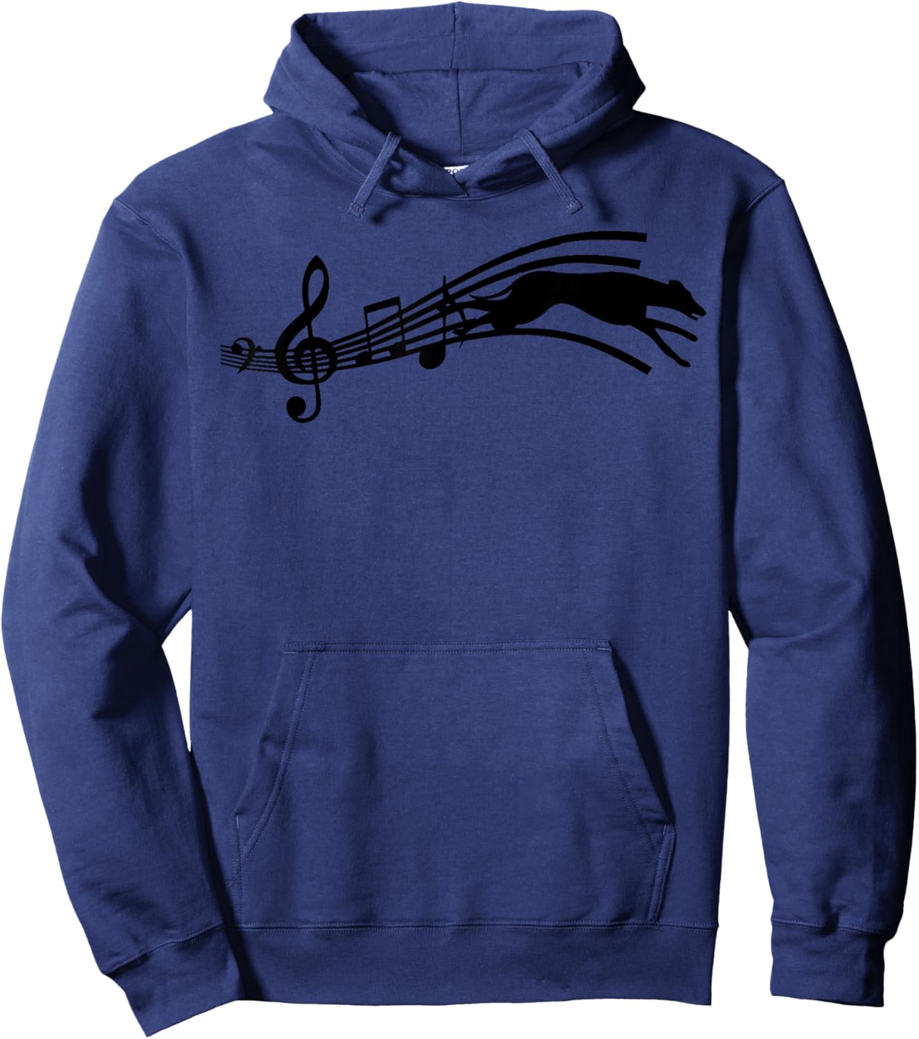 geryhound with Music Notes Hoodie - Hoodie | Navy