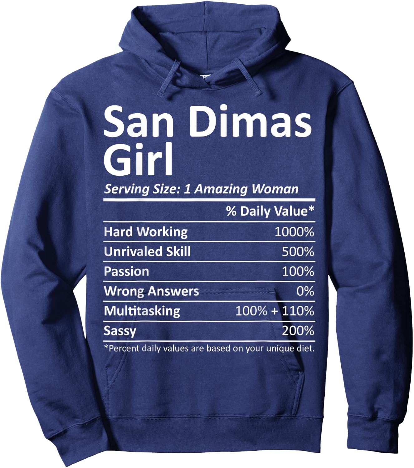 SAN DIMAS GIRL CA CALIFORNIA Funny City Home Roots USA Gift Hoodie - Hoodie | Navy