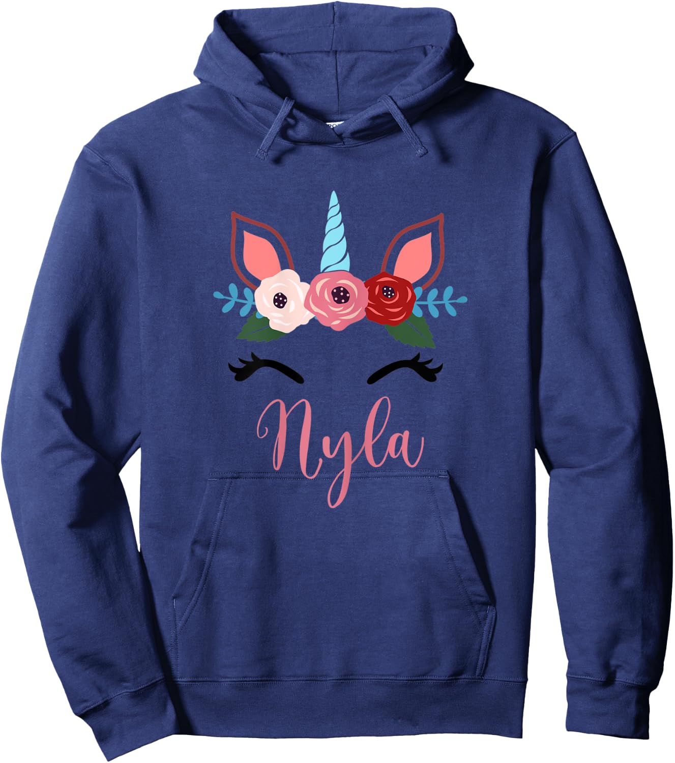 Cute Nyla Magical Floral Unicorn For Girls Hoodie - Hoodie | Navy