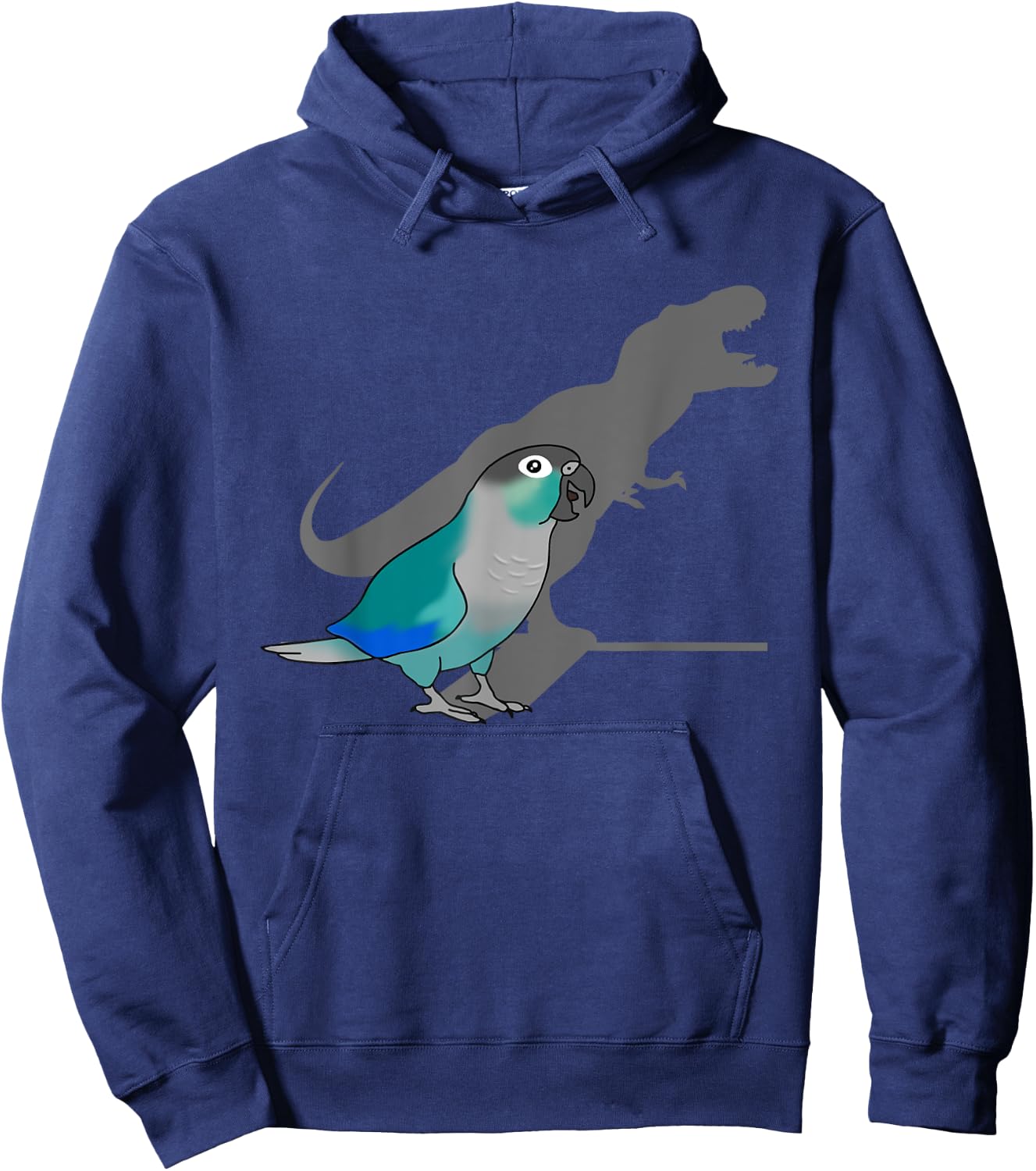 Funny Turquoise Green Cheeked Conure T-rex, Dinosaur Parrot Hoodie - Hoodie | Navy