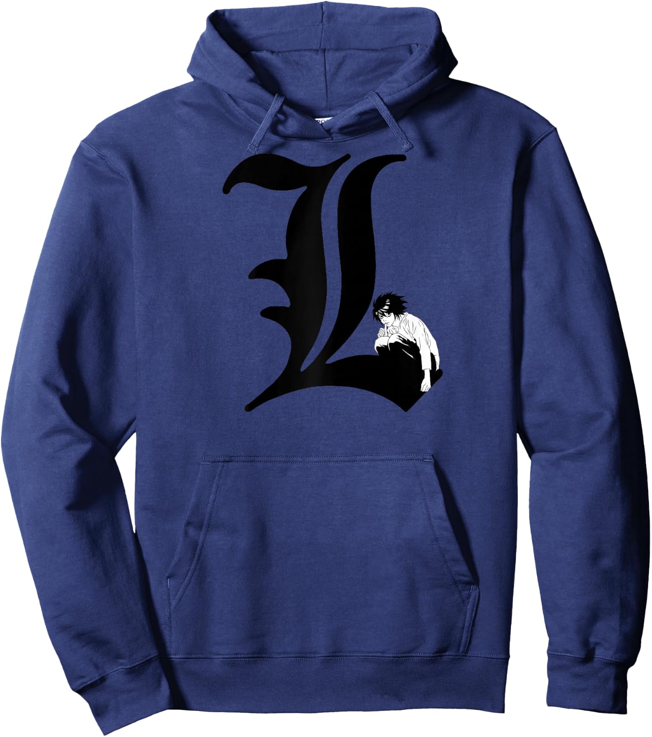 Death Note L Symbol Anime Raglan Baseball Hoodie - Hoodie | Navy
