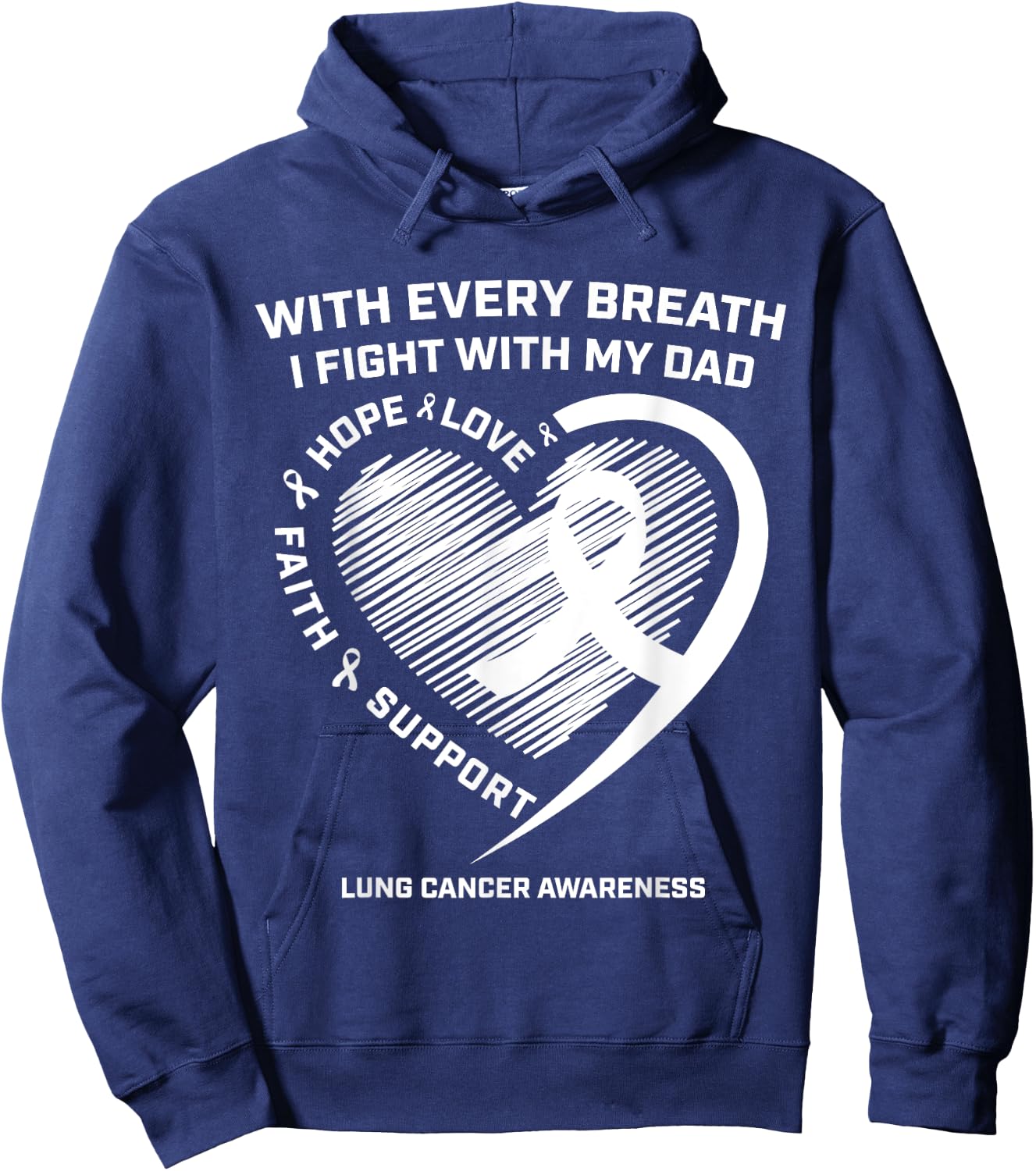 Dad Lung Cancer Awareness Gifts White Ribbon Lung Cancer Dad Hoodie - Hoodie | Navy