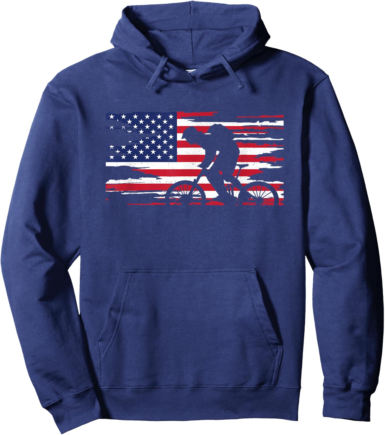 American Flag MTB Mountain Bike Apparel - MTB Mountain Bike Hoodie - Hoodie | Navy