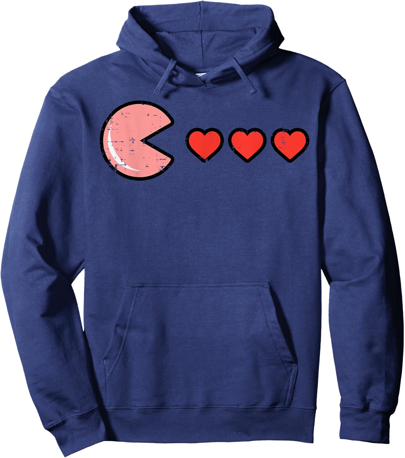 Valentines Day Hearts Funny Retro Gamer Men Boys Kids Youth Hoodie - Hoodie | Navy