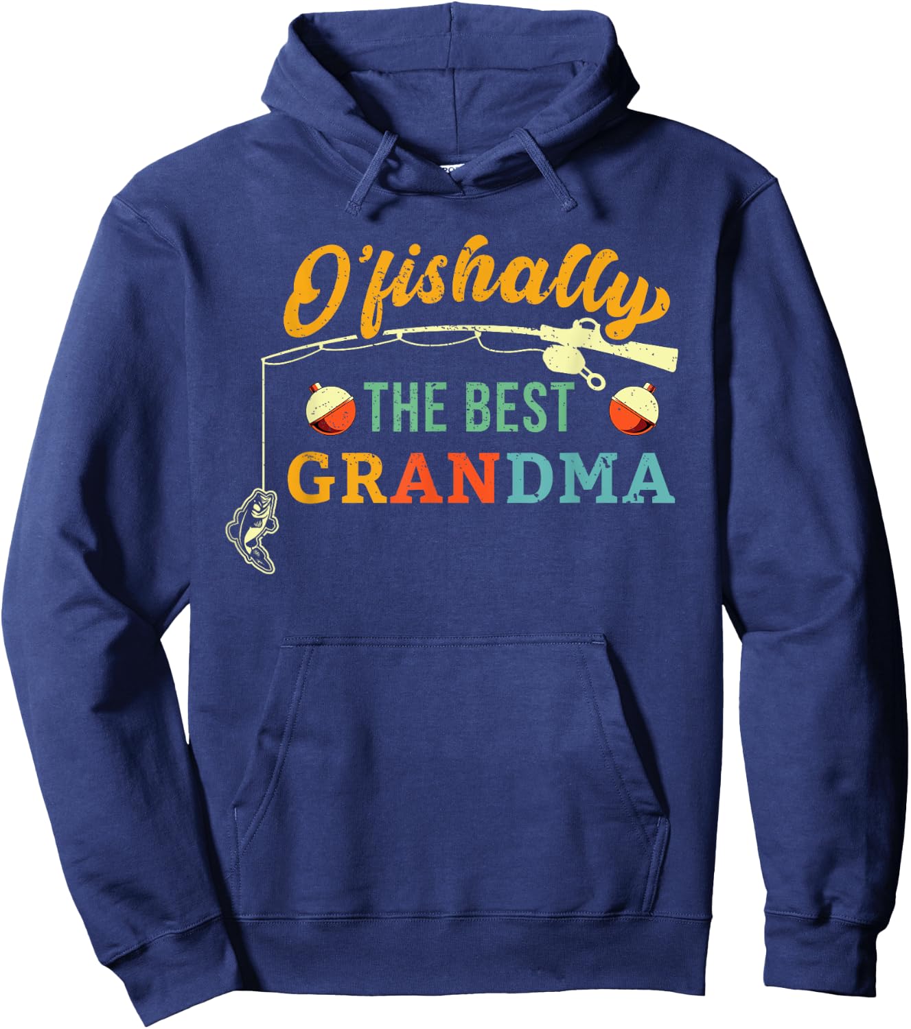 Ofishally Best Grandma Fishing Cute Grandmother Fisherwoman Hoodie - Hoodie | Navy