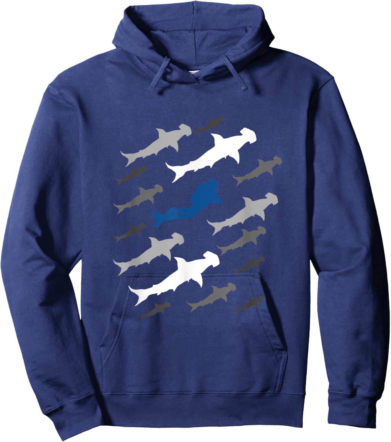 Scuba Diver and Hammerhead Shark for Scuba Diving Trip Dive Hoodie - Hoodie | Navy