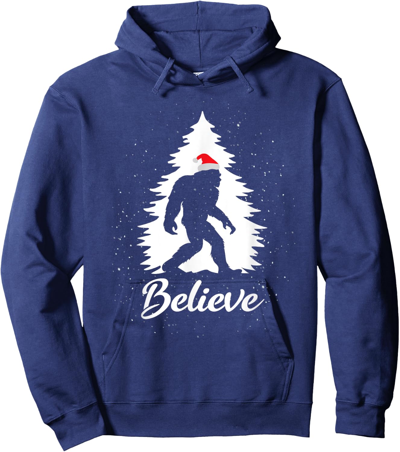 Bigfoot Sasquatch Santa Hat Believe Christmas Gift Hoodie - Hoodie | Navy