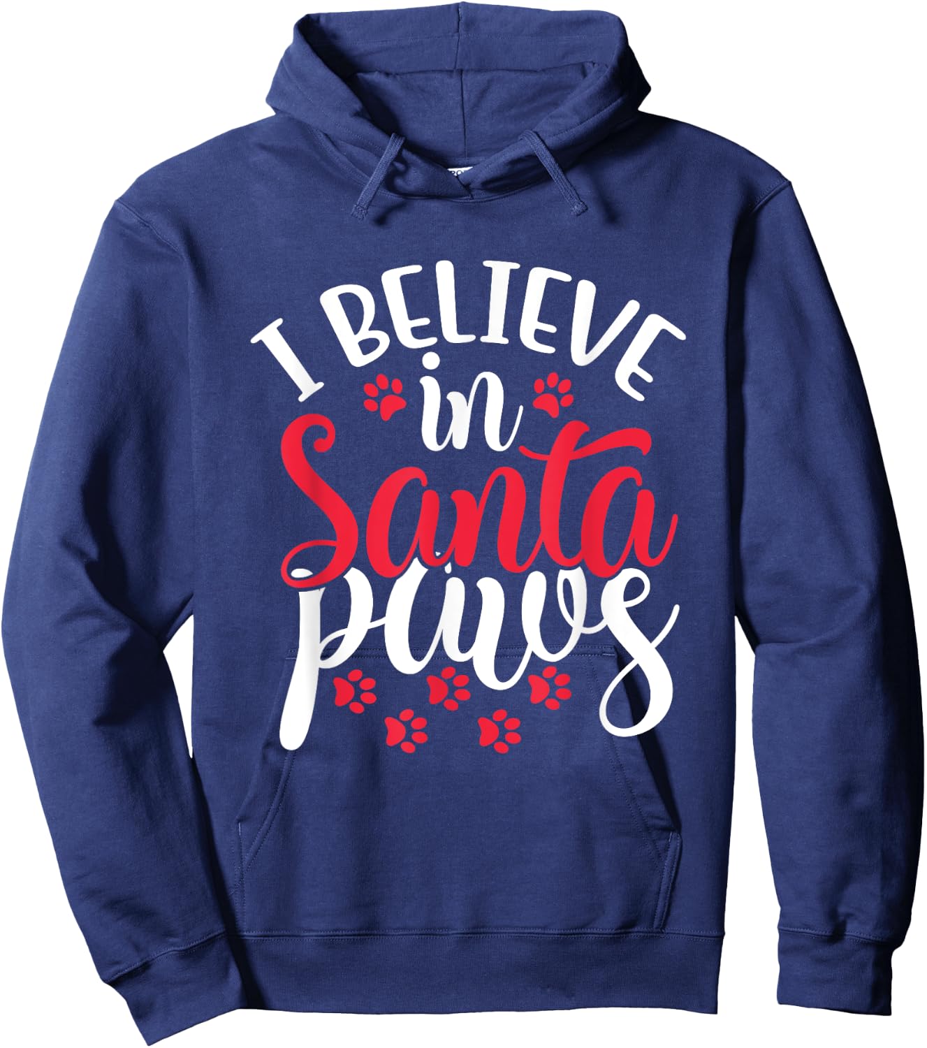 I Believe in Santa Claus Paws Cat Dog Paw Prints Women Kids Hoodie - Hoodie | Navy