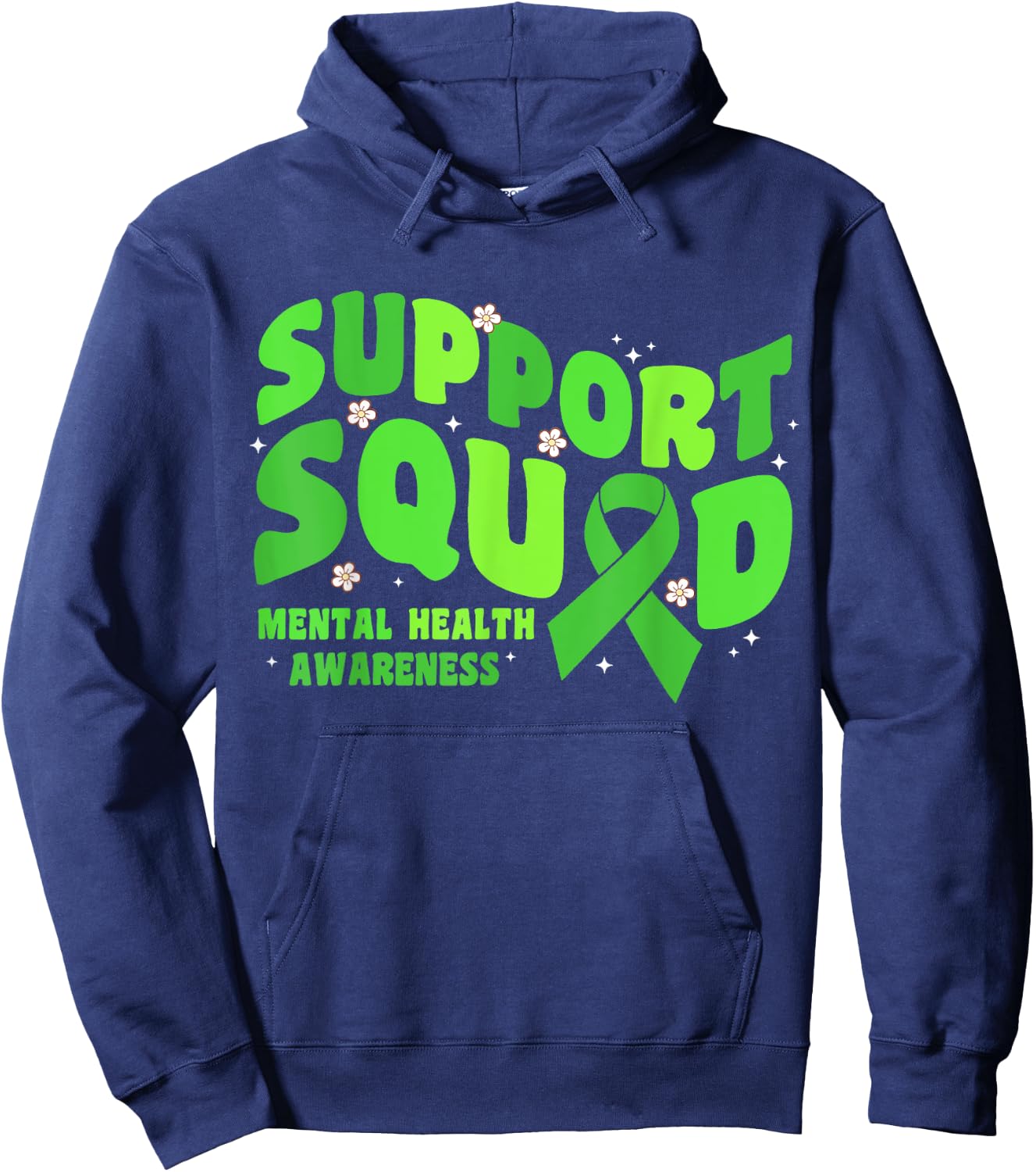 Support Squad Mental Health Awareness Matters Green Ribbon Hoodie - Hoodie | Navy