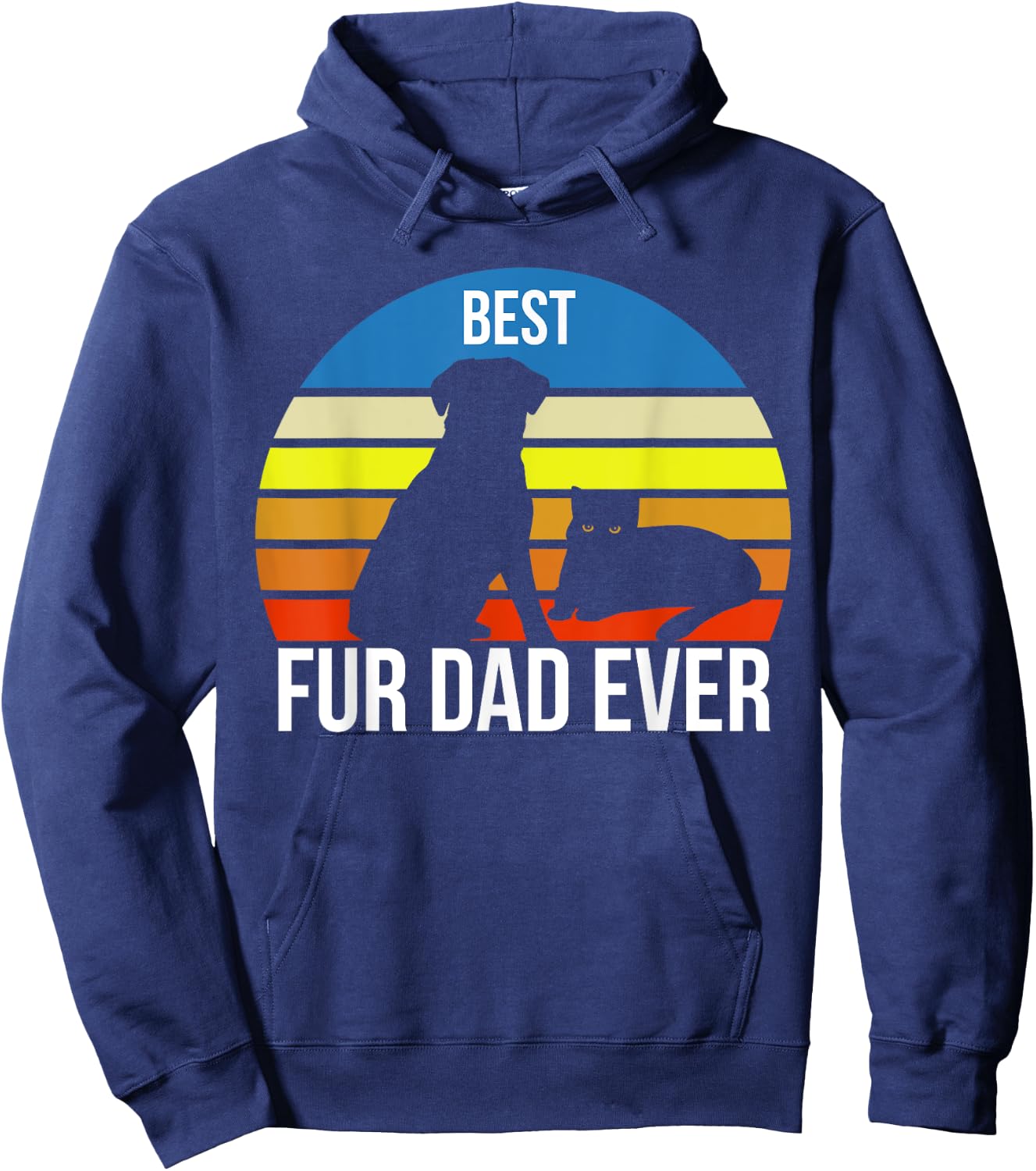 Best Fur Dad Ever Vintage Retro Dog and Cat Owner Funny Hoodie - Hoodie | Navy