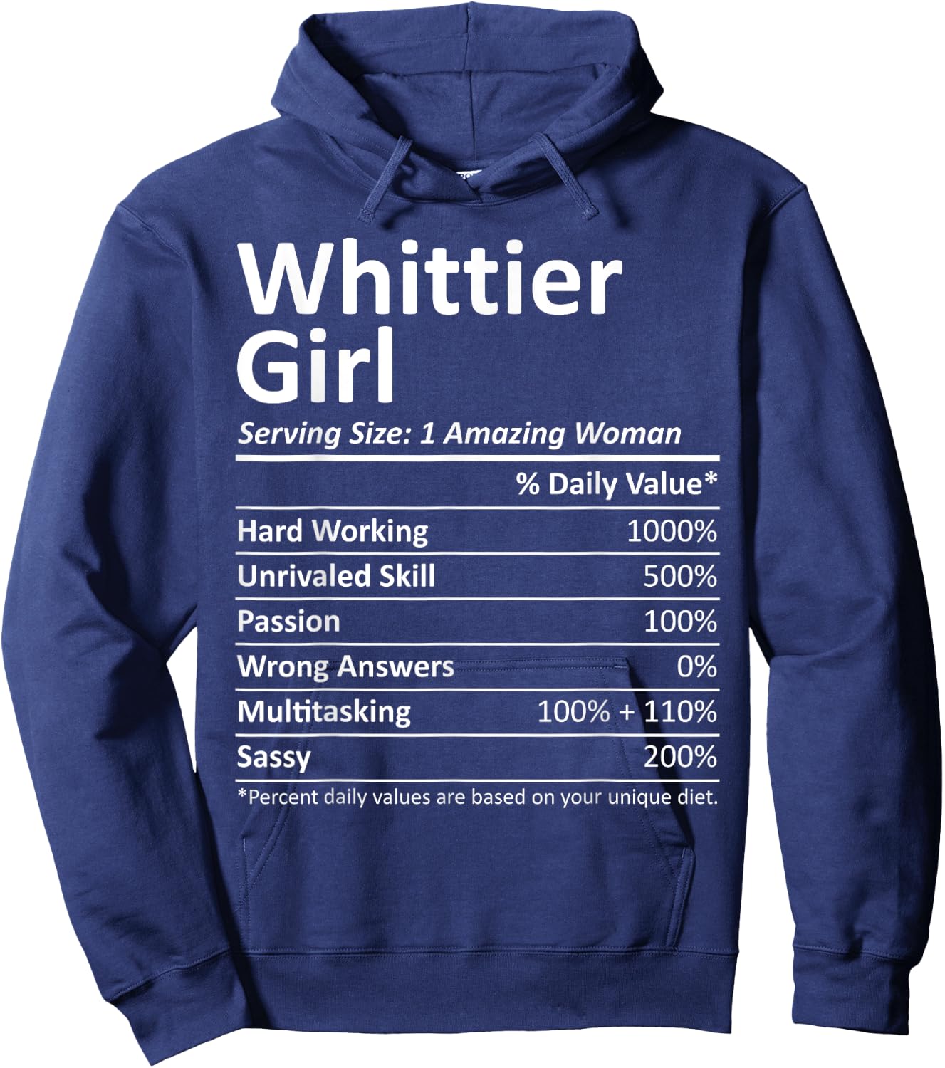 WHITTIER GIRL CA CALIFORNIA Funny City Home Roots USA Gift Hoodie - Hoodie | Navy