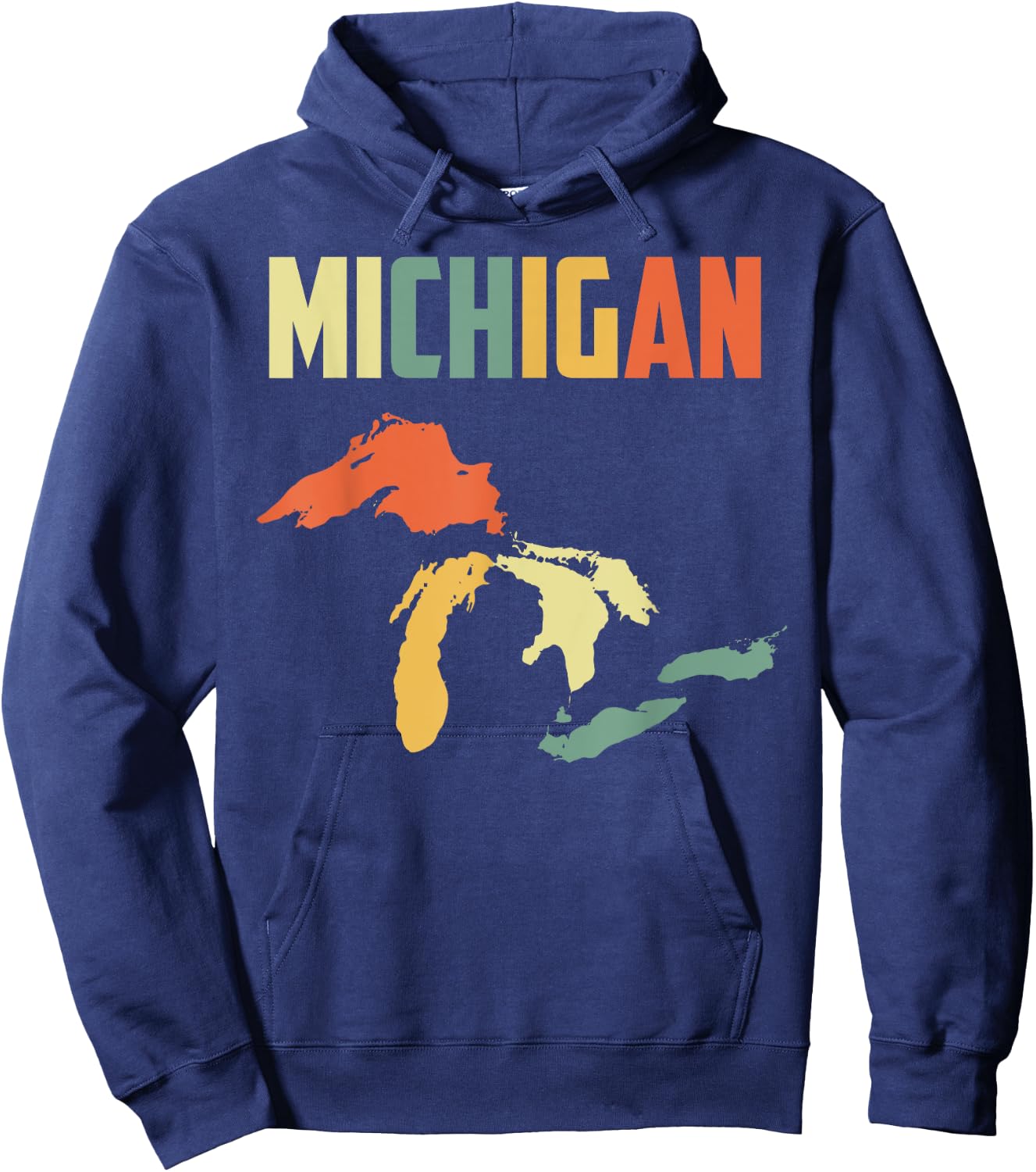 The Great Lakes Largest Water Retro Color Michigan MI Pride Hoodie - Hoodie | Navy