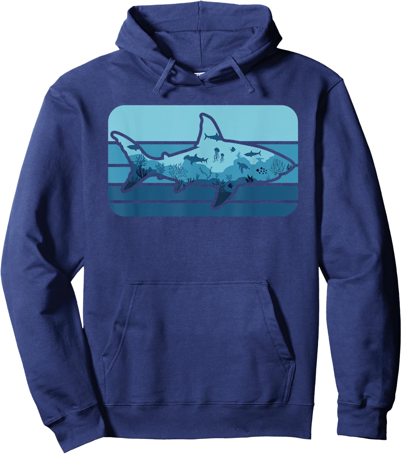 Shark Lover Ocean Animal Retro Marine Biology Hoodie - Hoodie | Navy