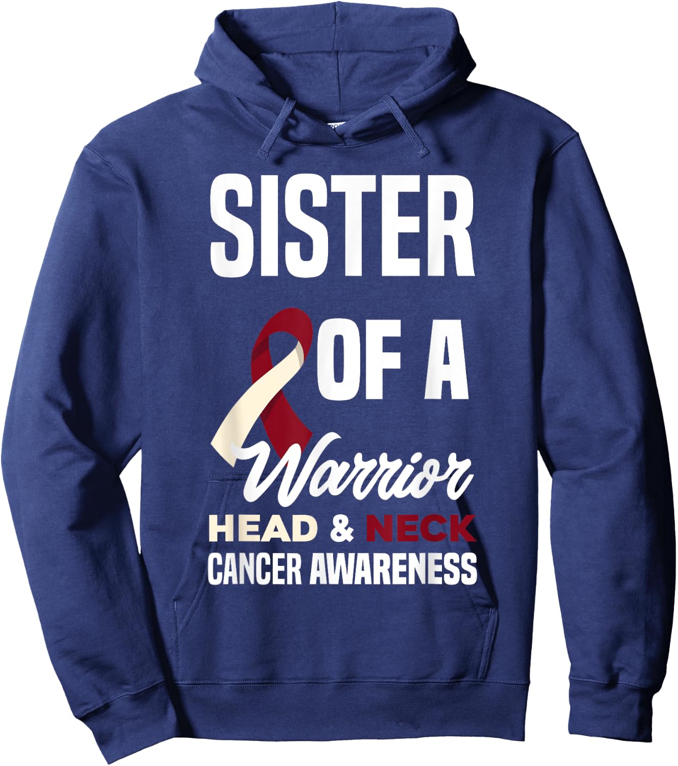 Proud Sister Of A Warrior Head & Neck Cancer Awareness Hoodie - Hoodie | Navy
