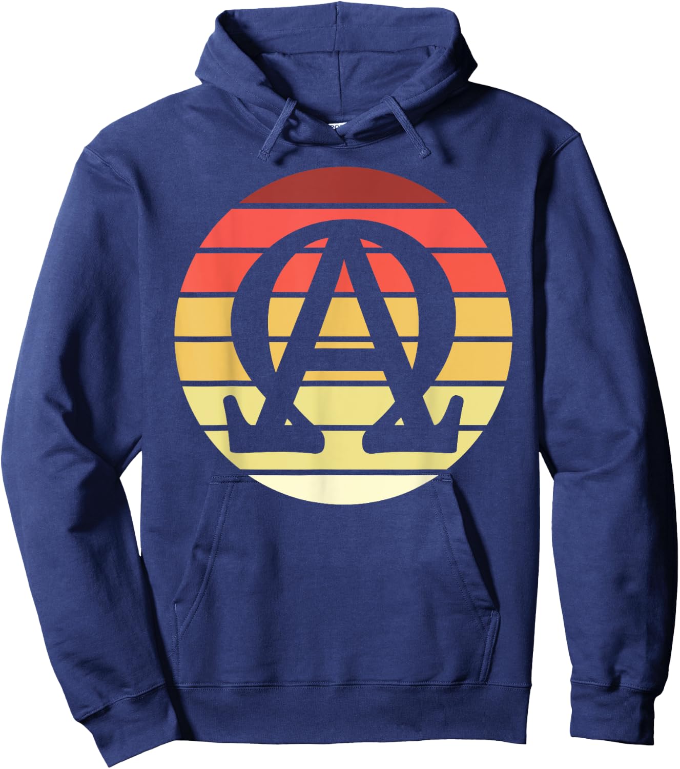 Alpha and Omega Symbol Retro Sunset Art Catholic Men Priests Hoodie - Hoodie | Navy