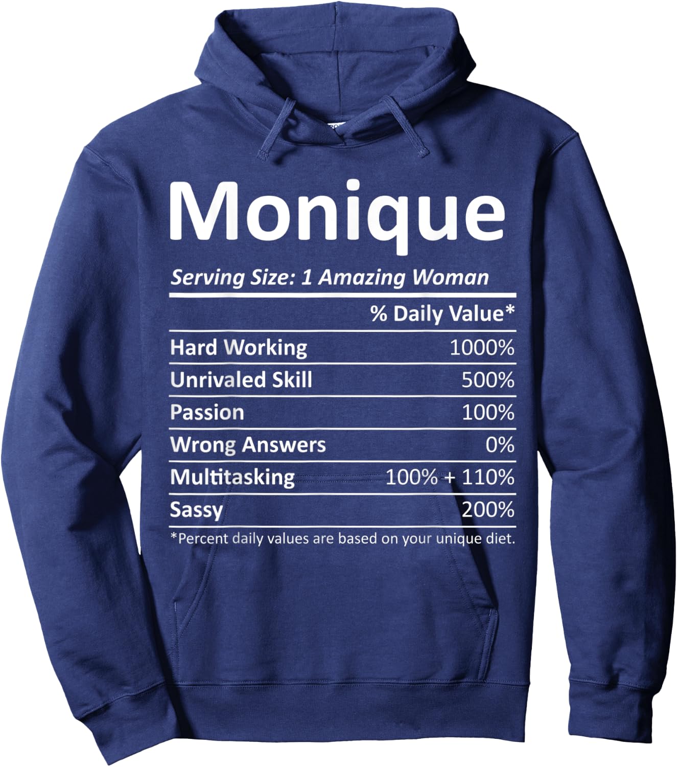 MONIQUE Nutrition Personalized Name Funny Christmas Gift Hoodie - Hoodie | Navy