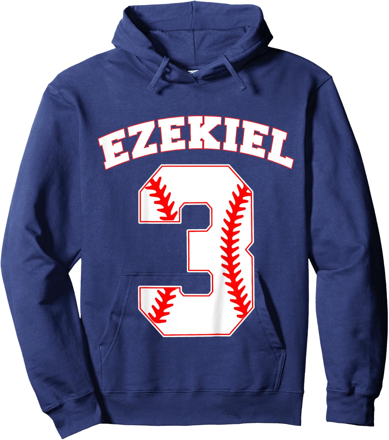 Kids Ezekiel Baseball Name Three Years 3rd Birthday Number Boys Hoodie - Hoodie | Navy