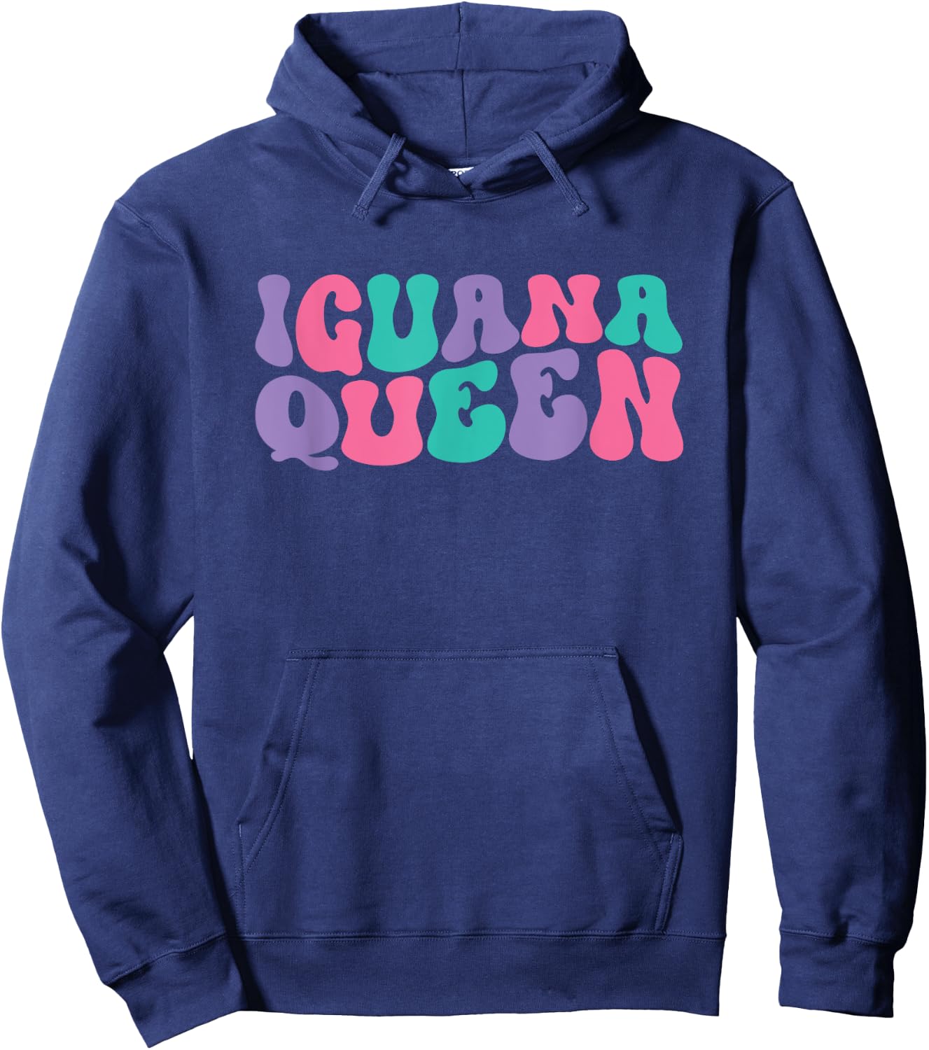 Iguana Queen Iguanas Retro Vintage Wavy Groovy Hoodie - Hoodie | Navy