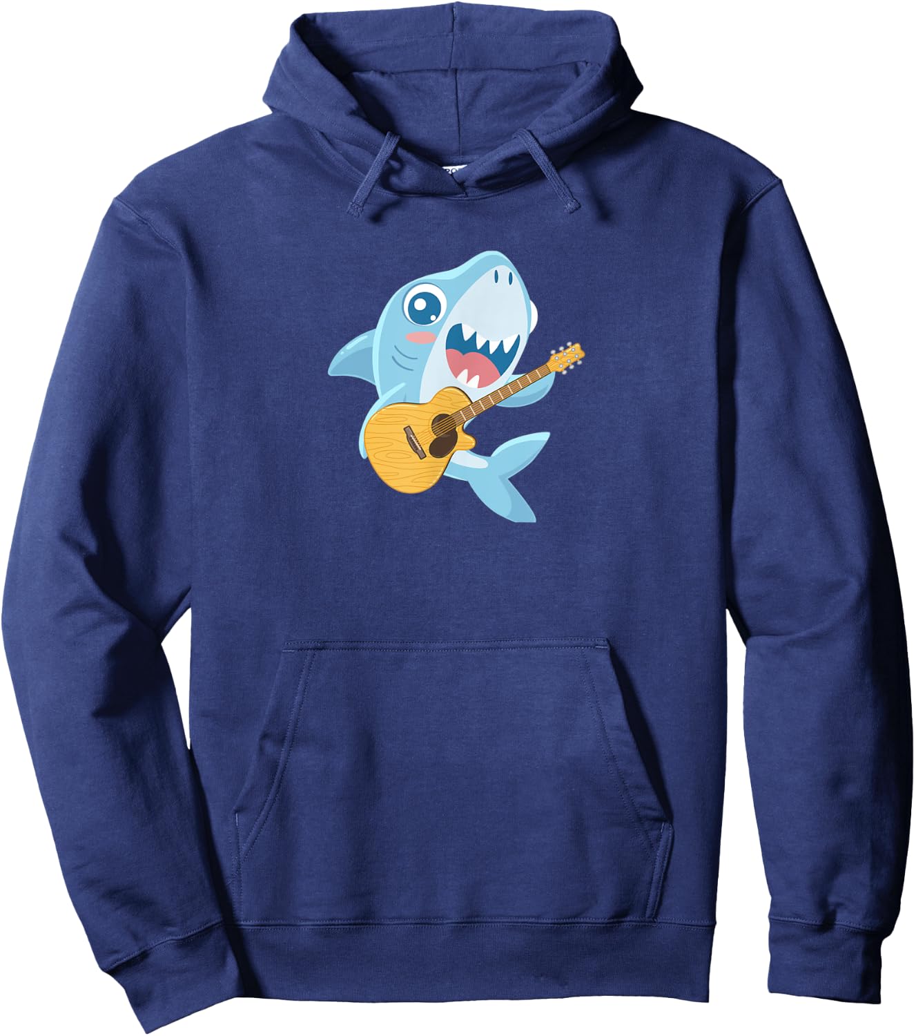 Shark Playing Acoustic Guitar Musical Fans Band Fish Lover Hoodie - Hoodie | Navy