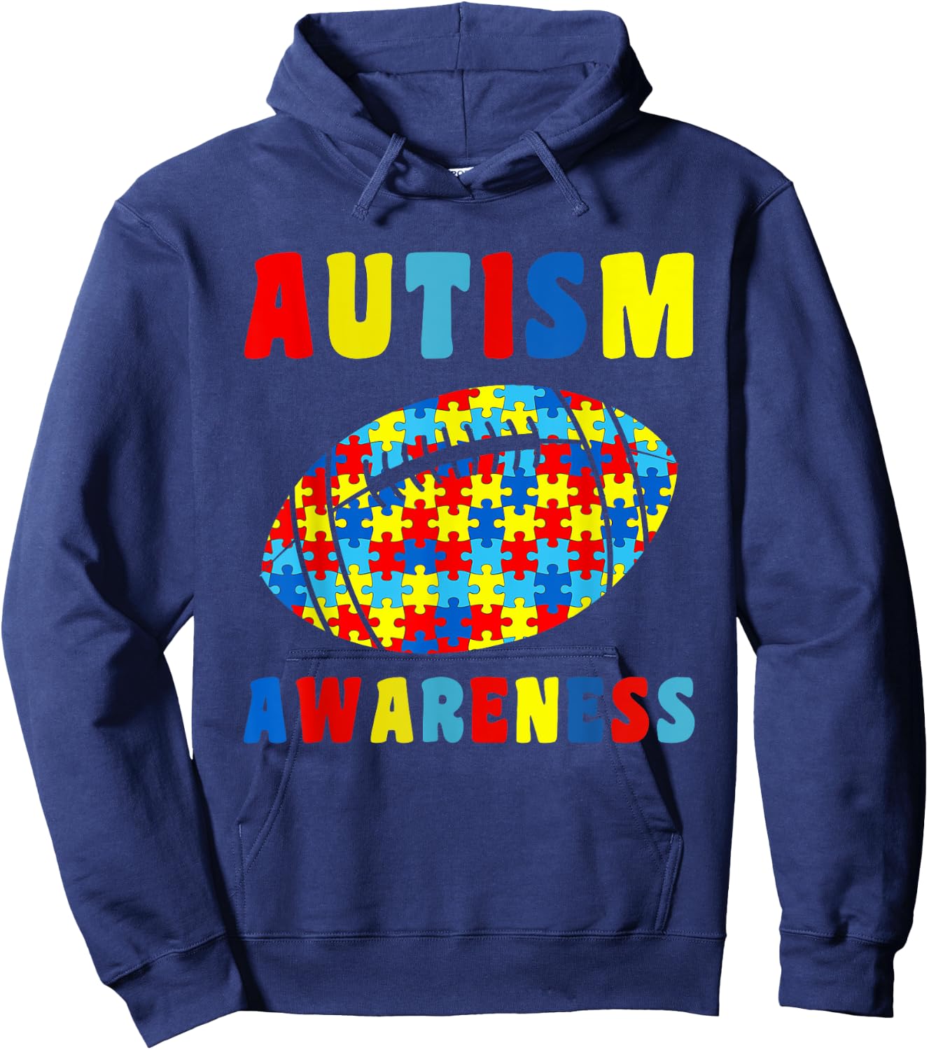 Love Football Puzzles Autism Awareness Kids Boys Girls Hoodie - Hoodie | Navy