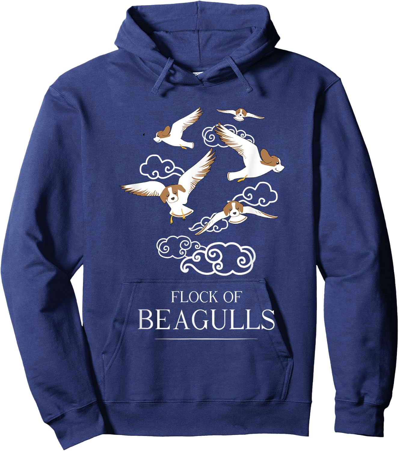 Flock Of Beagulls | Funny Cute Dog/Puppy Beagle Pet Pun Hoodie - Hoodie | Navy