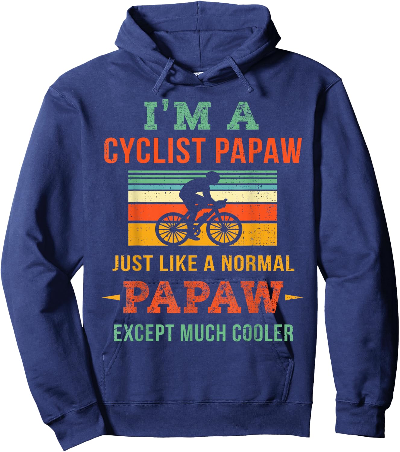 Retro Cyclist Papaw Gift Grandpa Cycling Road Biking Hoodie - Hoodie | Navy