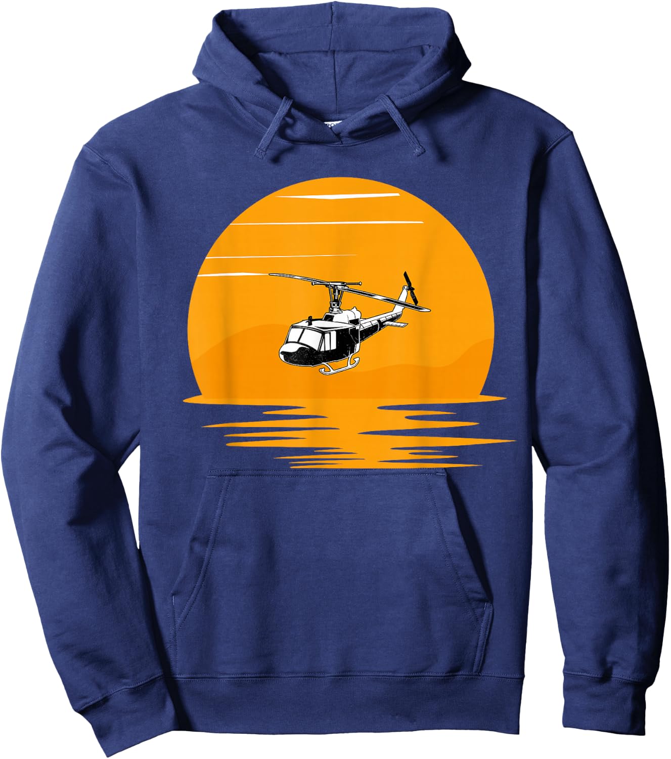 Sunset UH-1 Huey Helicopter Lover Gift Pilot Women Men Hoodie - Hoodie | Navy