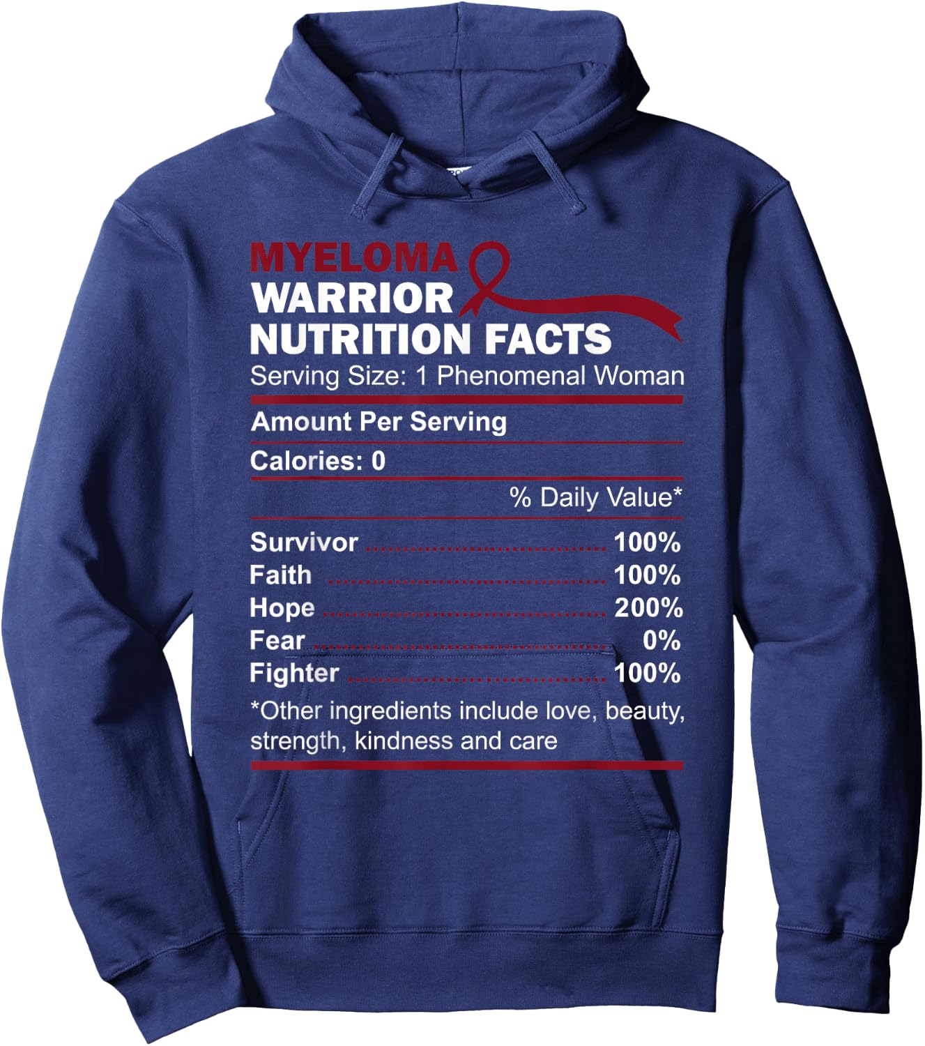 Myeloma Warrior Nutritional Values for Multiple Myeloma Sensitization Hoodie - Hoodie | Navy