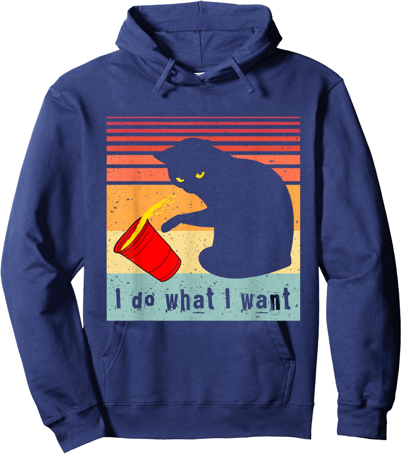 Do What I Want Vintage Black Cat Red Cup Funny My Cat Hoodie - Hoodie | Navy