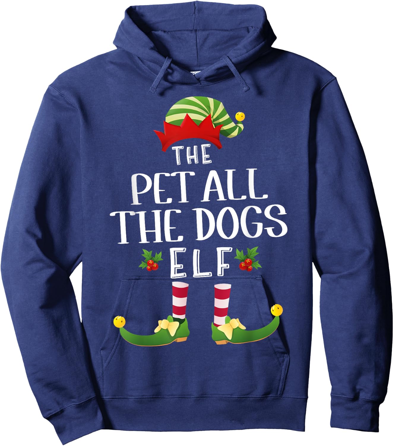 Pet All The Dogs Christmas Elf Matching Pajama X-Mas Party Hoodie - Hoodie | Navy