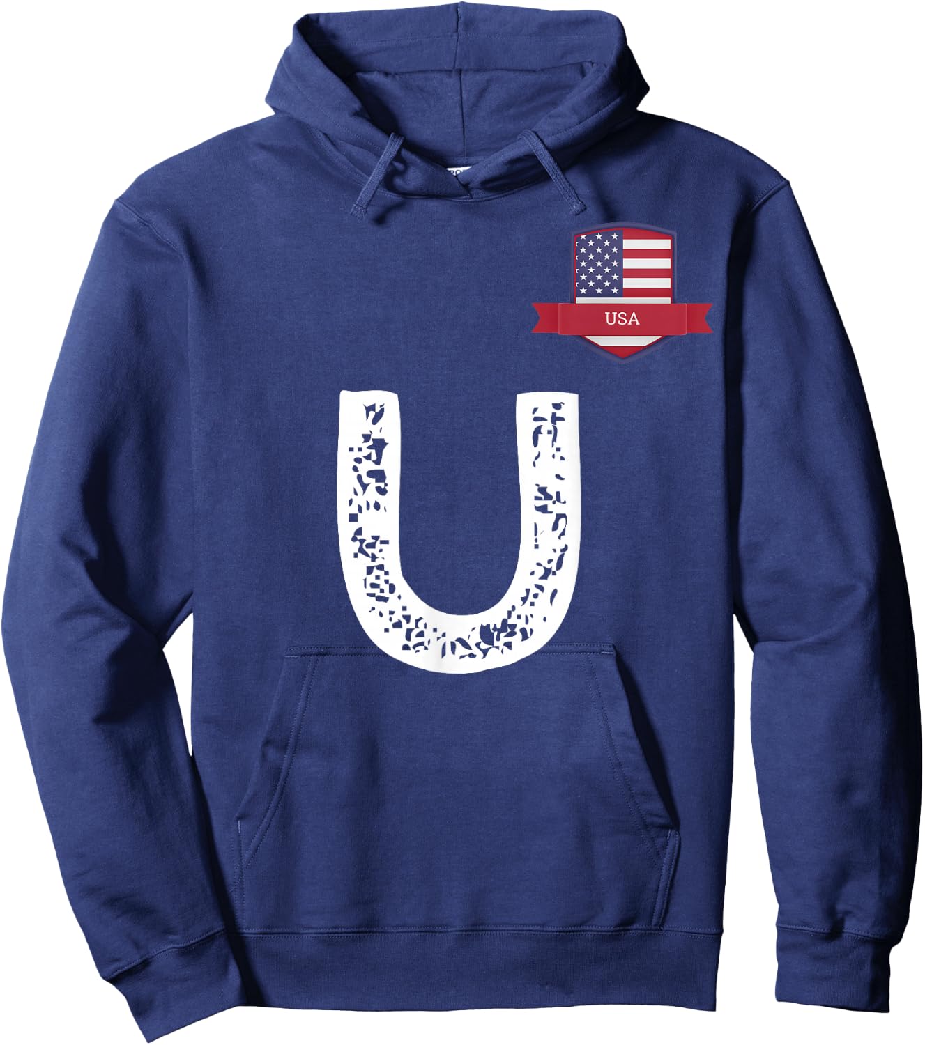 USA Human-Flag Letter U American USA Hoodie - Hoodie | Navy
