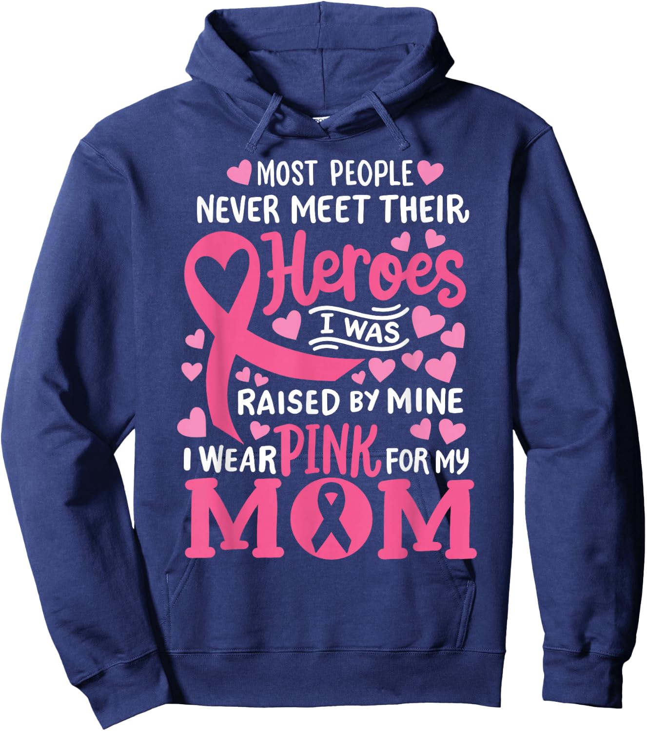 Breast Cancer Awareness Wear Pink For My Mom Support Kids Hoodie - Hoodie | Navy