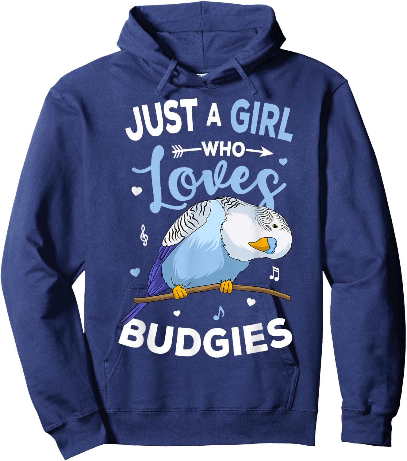 Just A Girl Who Loves Budgies Blue Parakeet Budgerigar Girls Hoodie - Hoodie | Navy