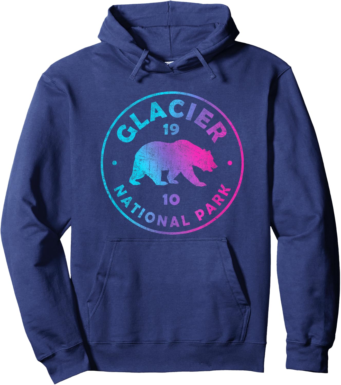 Glacier National Park Colorful Tie Dye Bear Boys Girls Hoodie - Hoodie | Navy