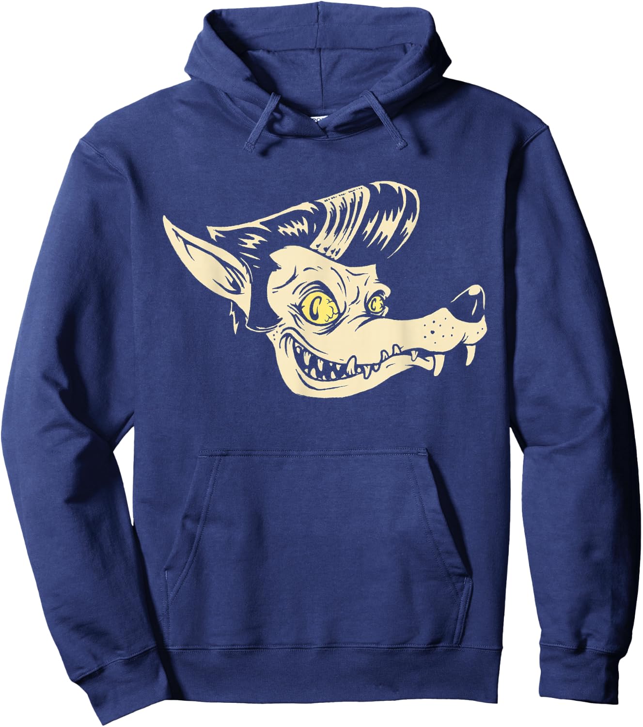 Horror Art - Rockabilly Wolf - Psychobilly Punk Art Hoodie - Hoodie | Navy