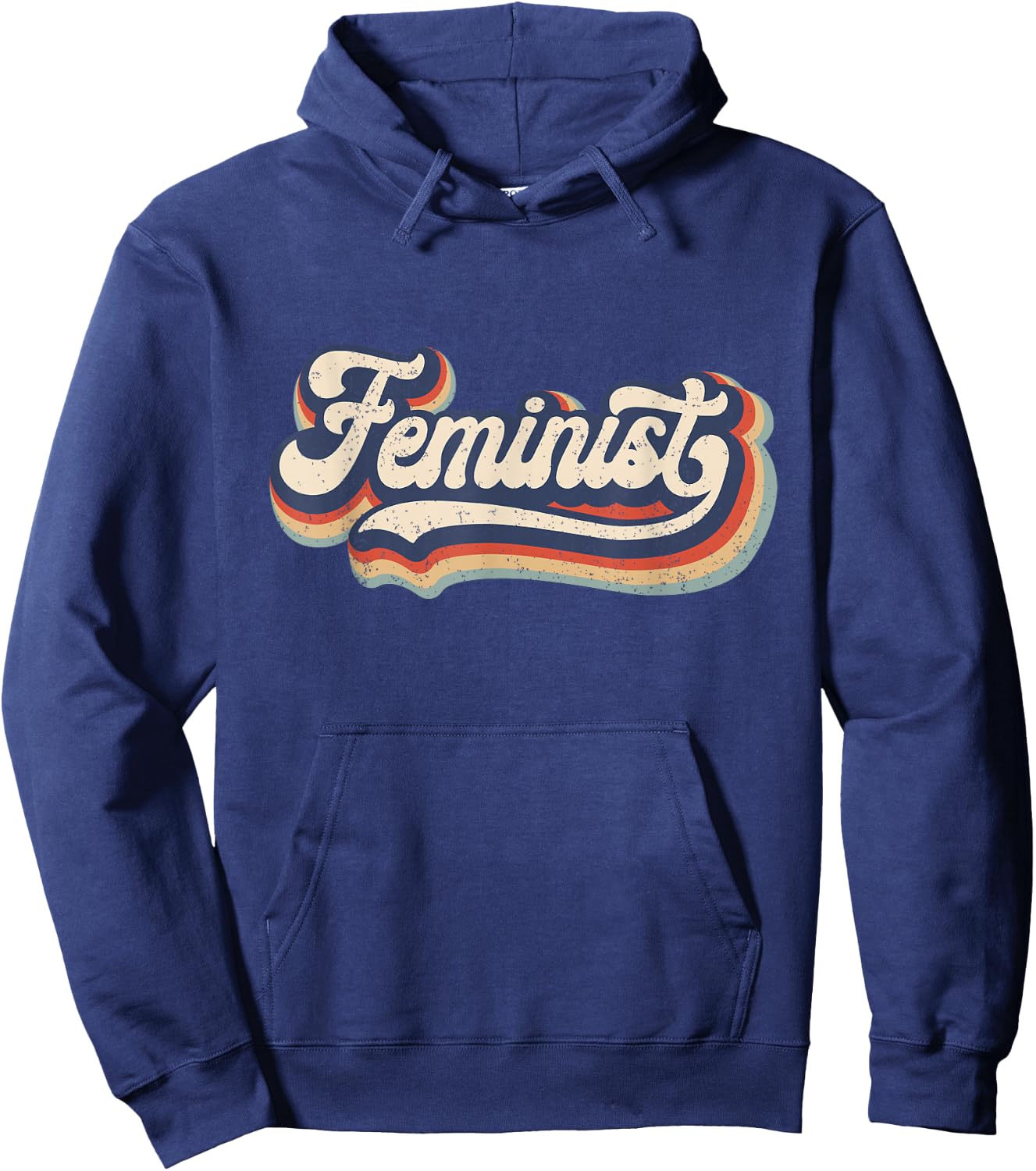 Feminist - Retro 70s Vintage Rainbow - Feminism Gift Hoodie - Hoodie | Navy