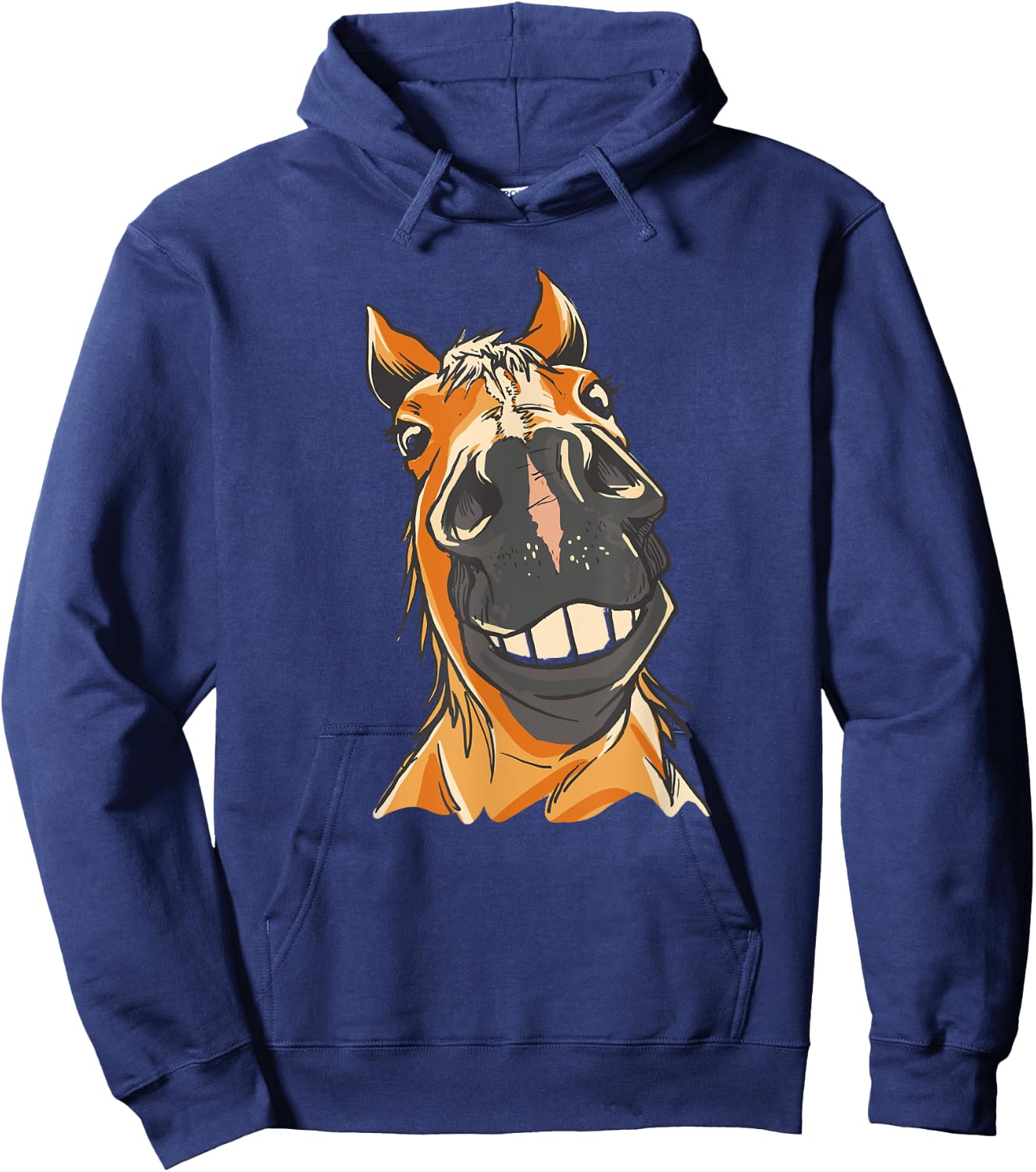 FUNNY HORSE Silly Horses Close Up Grin Teeth Meme Hoodie - Hoodie | Navy