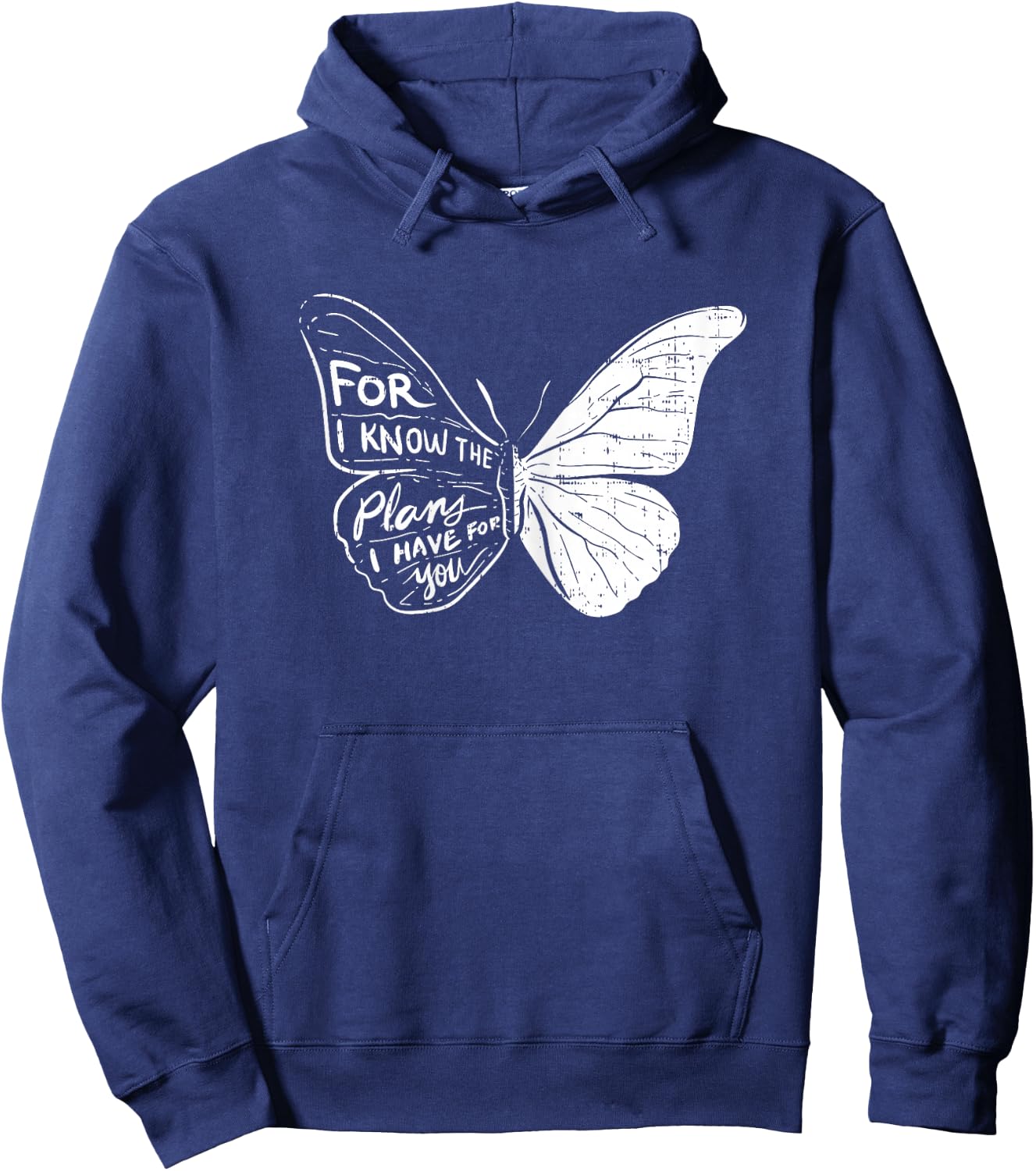 Butterfly I Know The Plans Verse Bible Jesus Christian Gift Hoodie - Hoodie | Navy