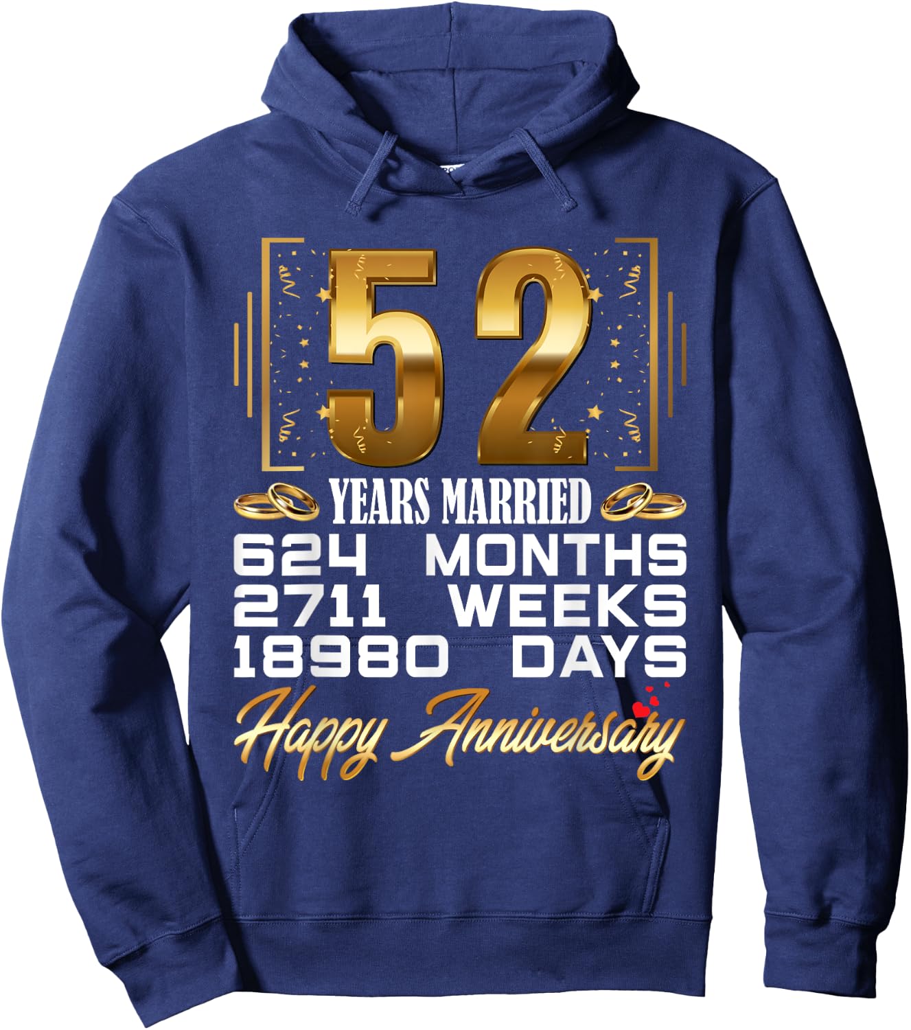 52 Years Married - Funny 52nd Wedding Anniversary Hoodie - Hoodie | Navy