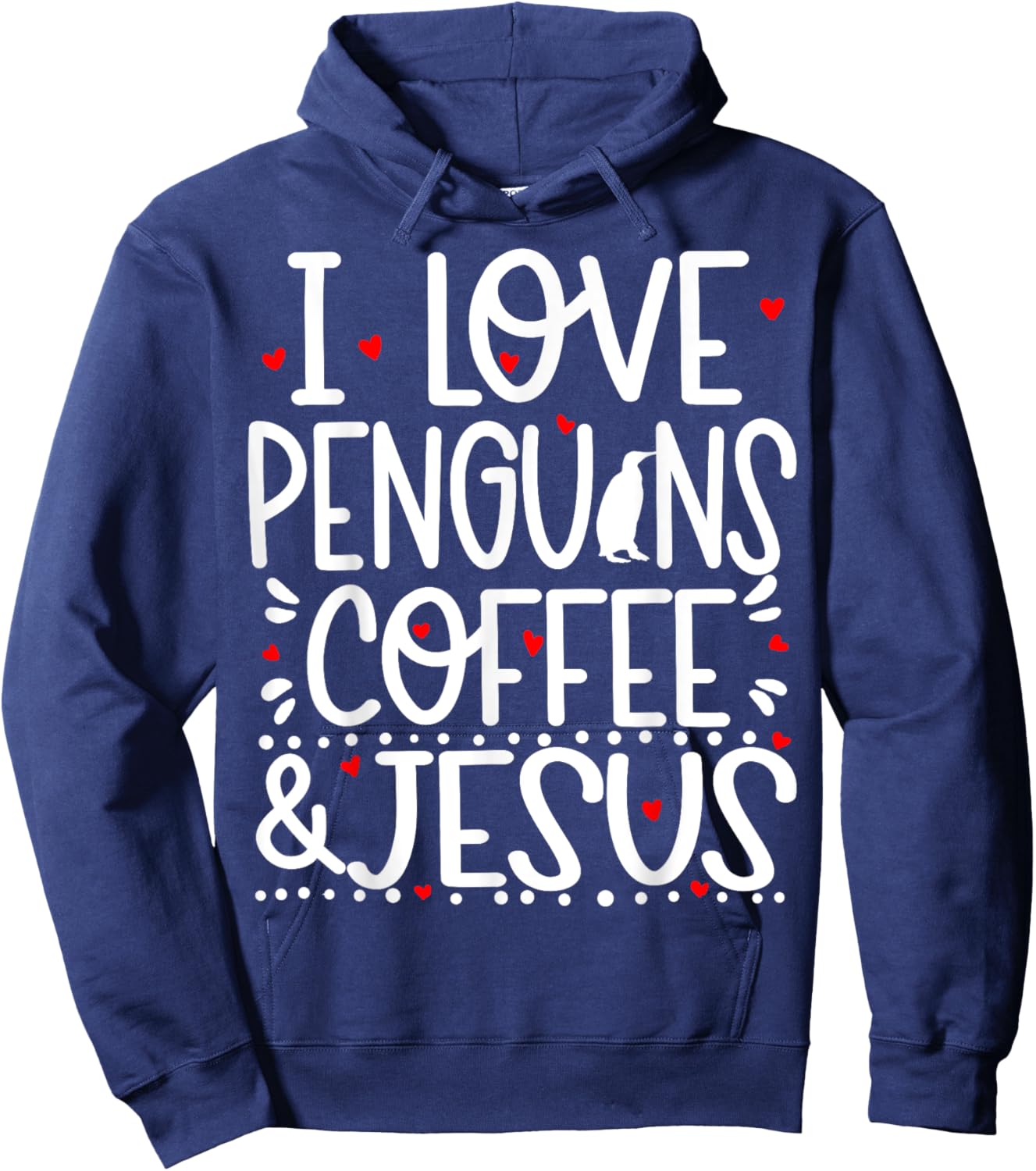 Penguins Coffee And Jesus Christian Funny Cute Hoodie - Hoodie | Navy